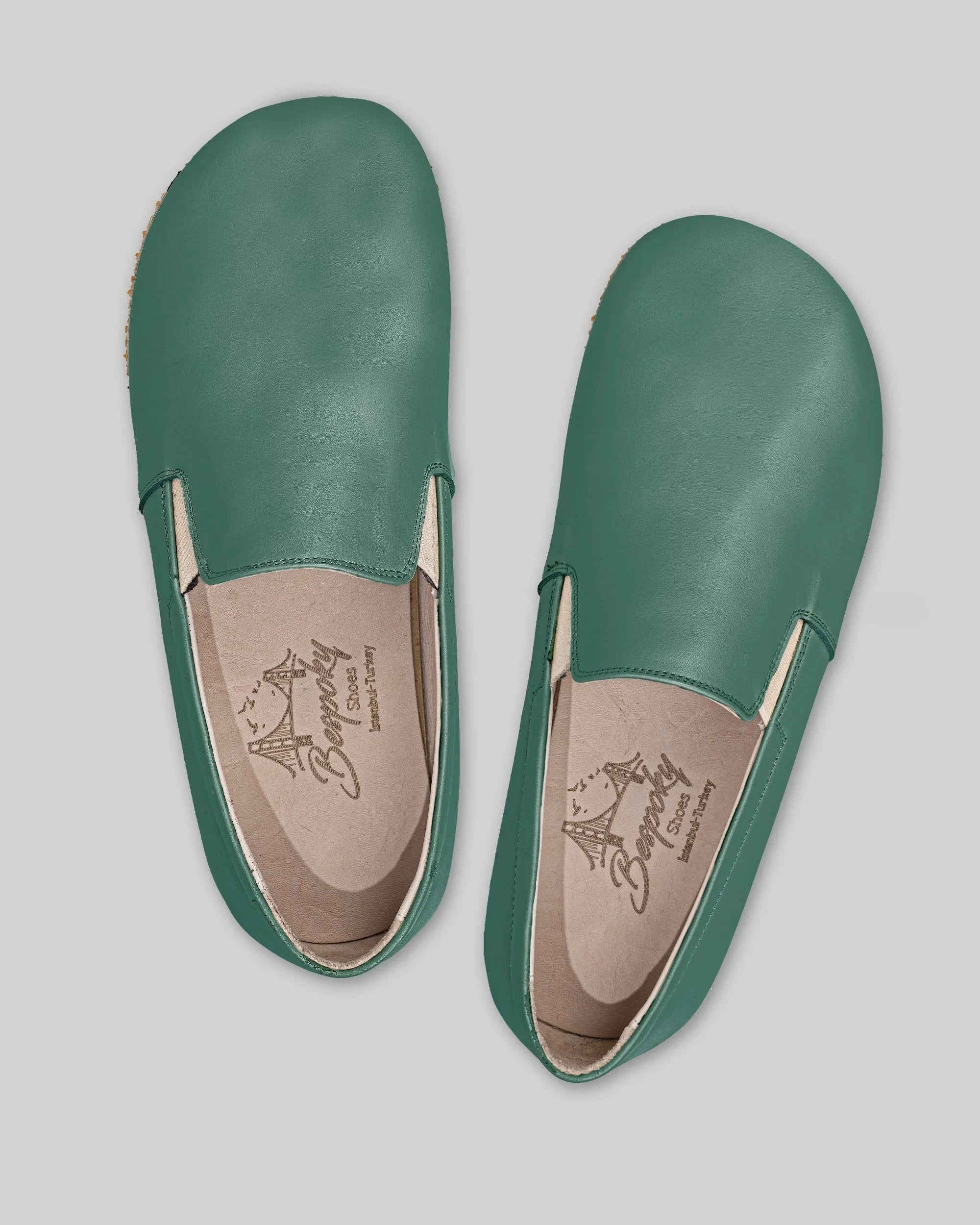 Side view Green Barefoot Shoes - Calf Leather Zero Drop | Bespoky