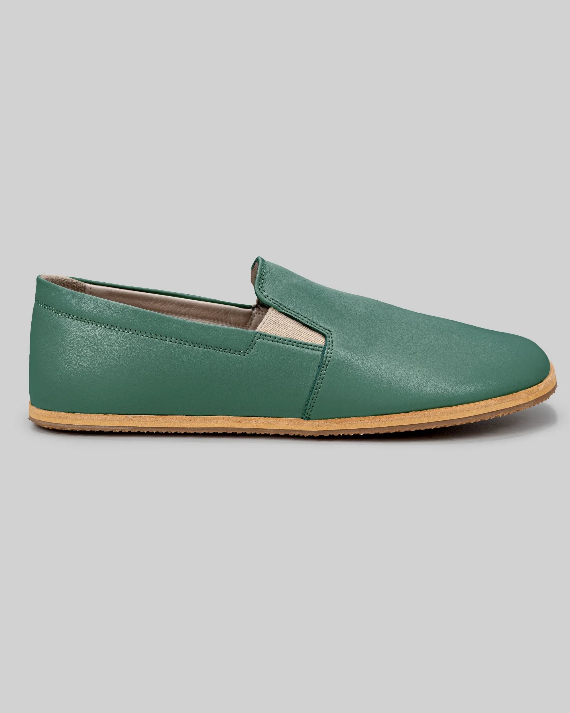 Back view Green Barefoot Shoes - Calf Leather Handcrafted | Bespoky