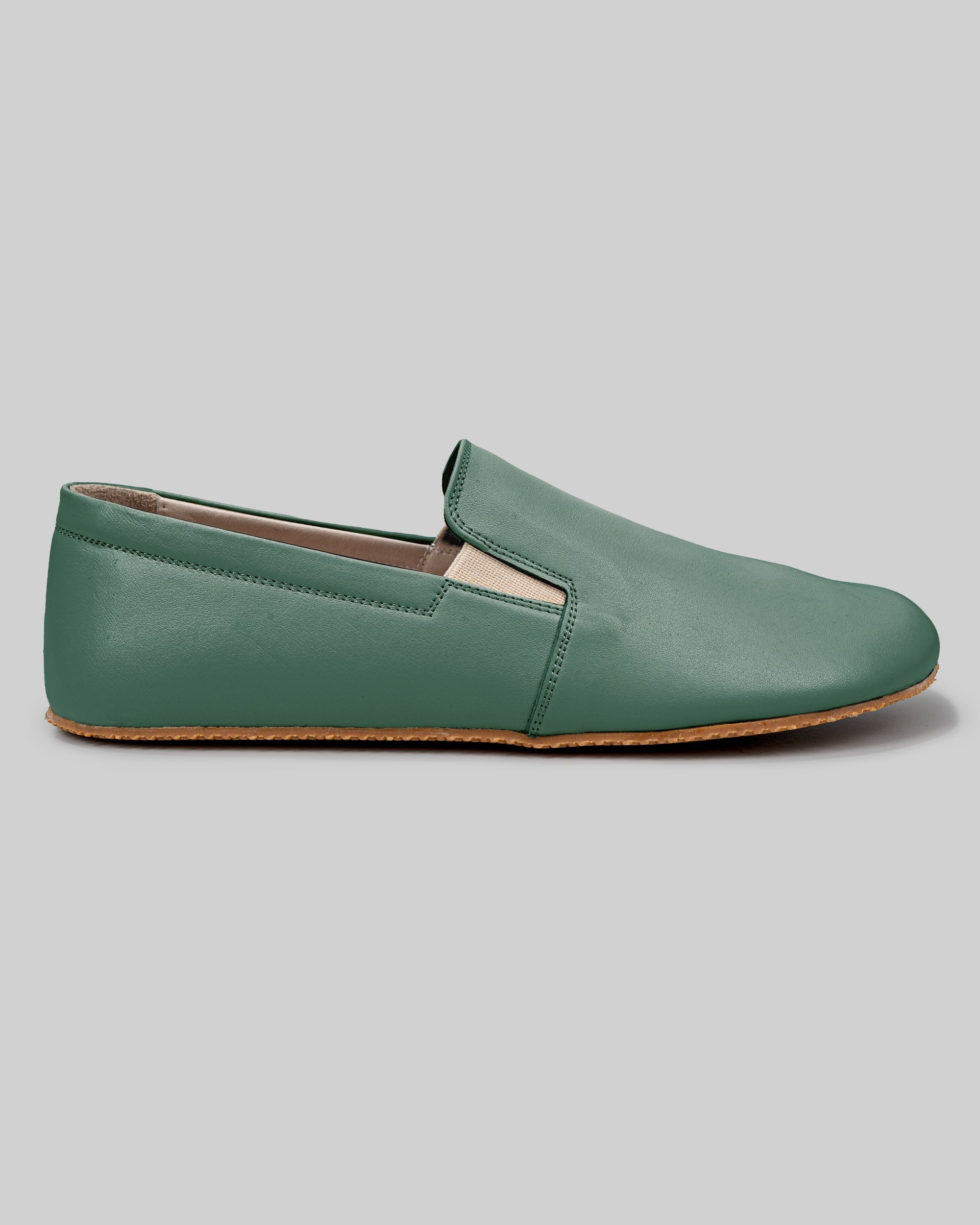 Detail Green Barefoot Shoes - Handcrafted Calf Leather Turkey | Bespoky
