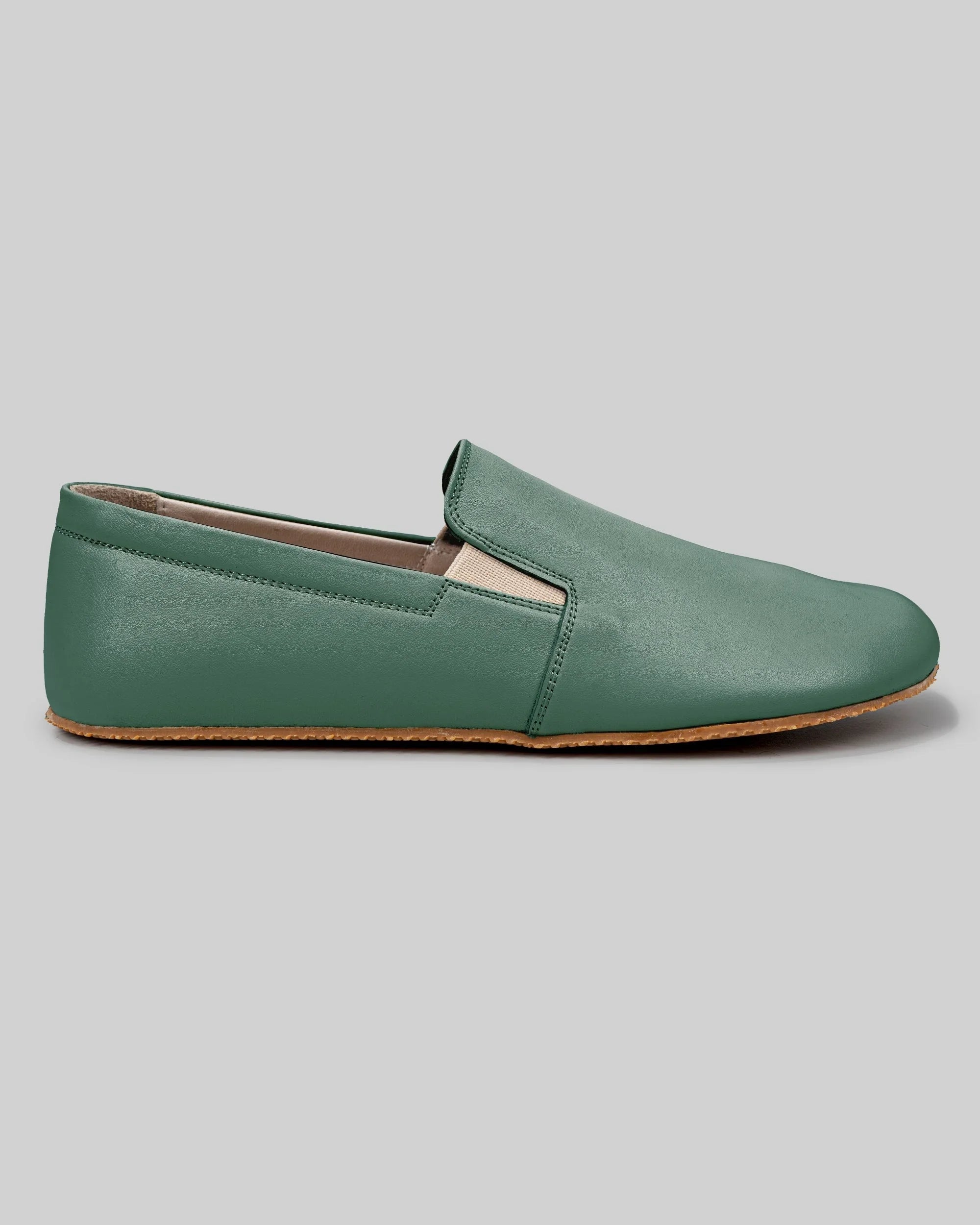 Detail Green Barefoot Shoes - Handcrafted Calf Leather Turkey | Bespoky