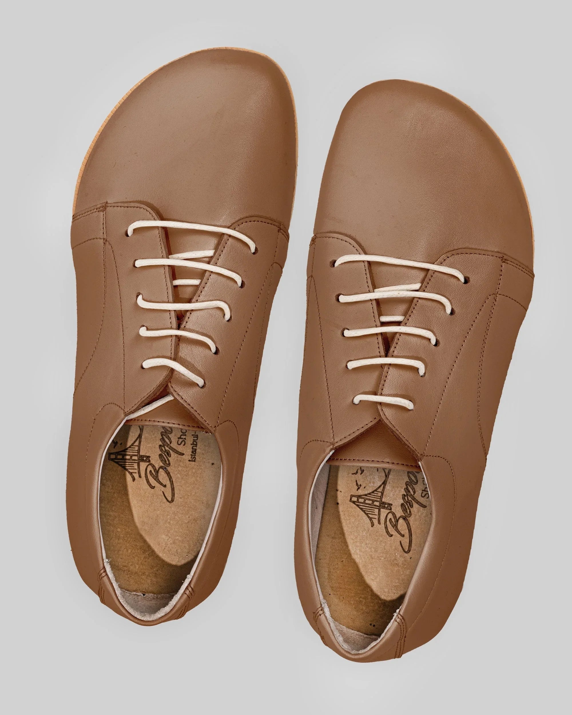 Side view Tan Barefoot Sneaker - Calf Leather Zero Drop | Bespoky