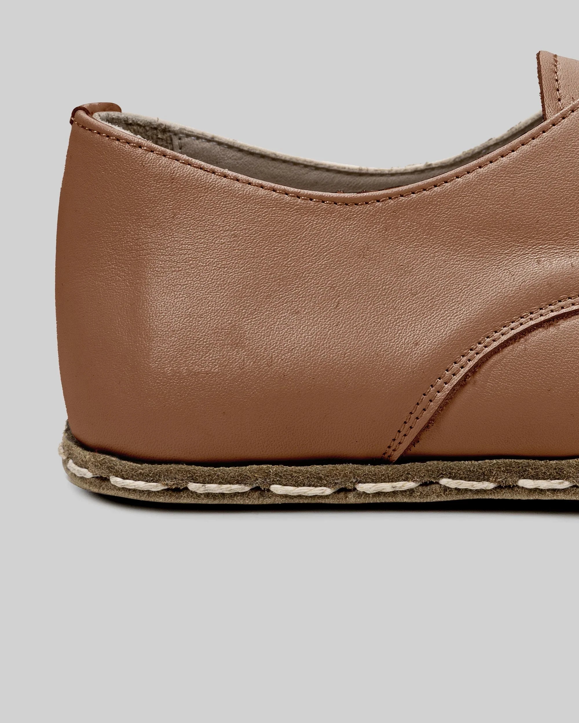 Side view Tan Oxford Shoes - Calf Leather Zero Drop | Bespoky
