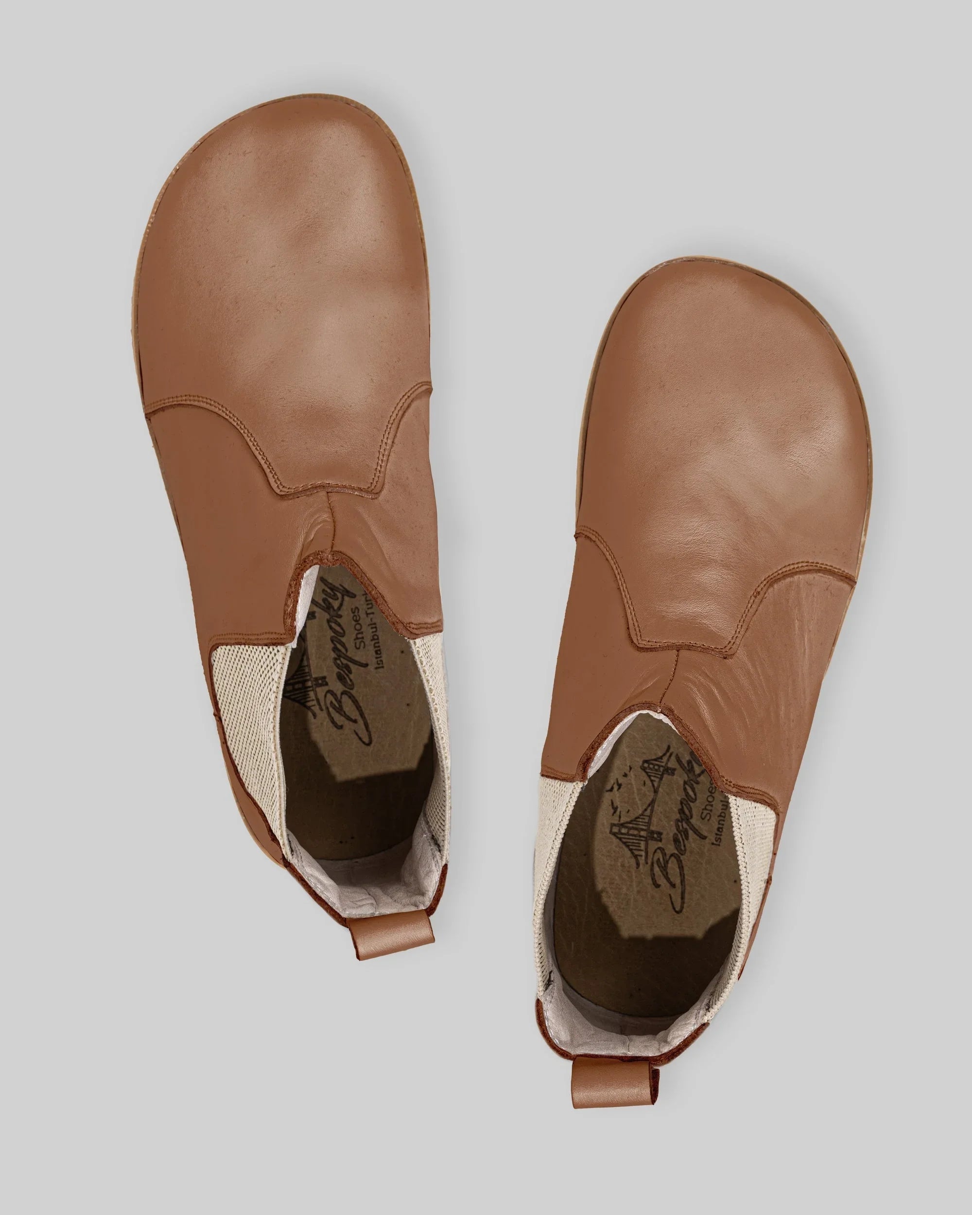 Side view Tan Chelsea Boots - Calf Leather Zero Drop | Bespoky