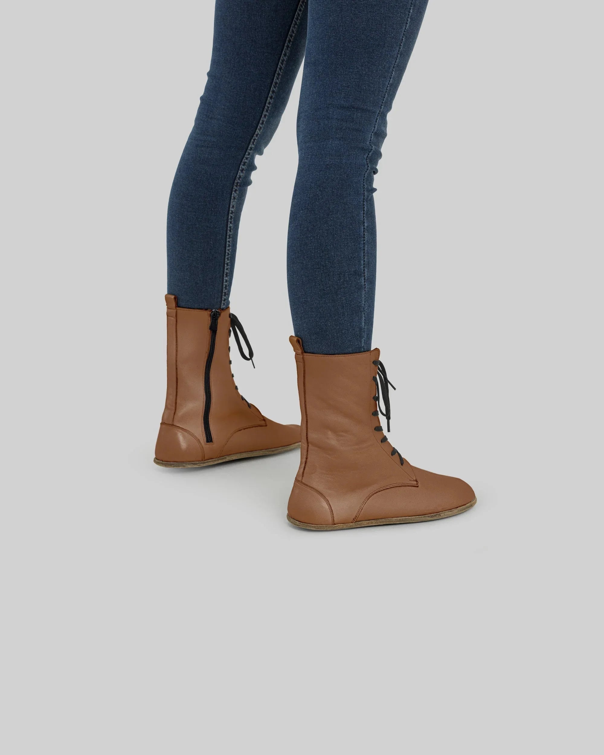 Back view Tan Barefoot Boot - Calf Leather Handcrafted | Bespoky