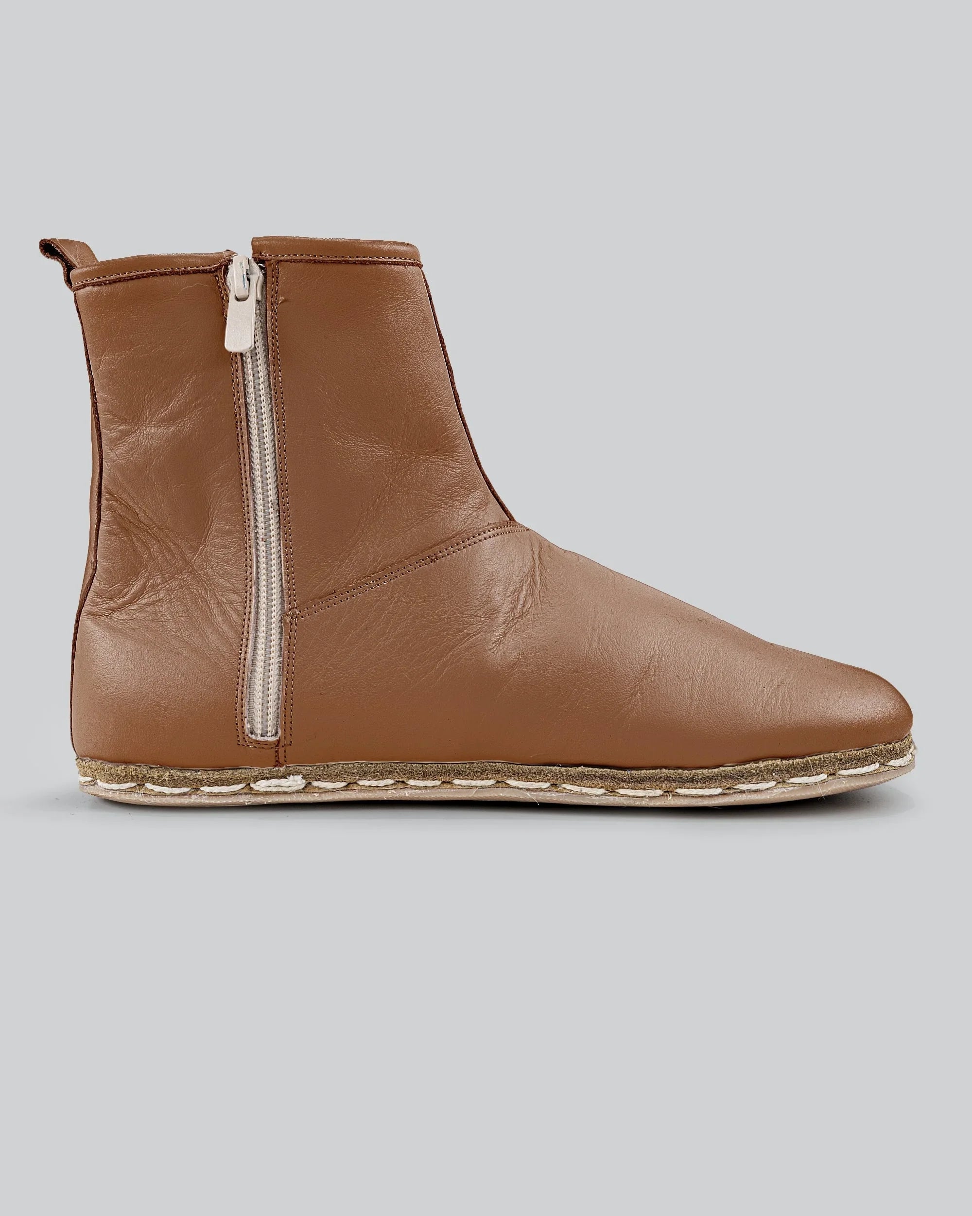 Pair Tan Chelsea Boots - Barefoot Wide Toe Calf Leather | Bespoky