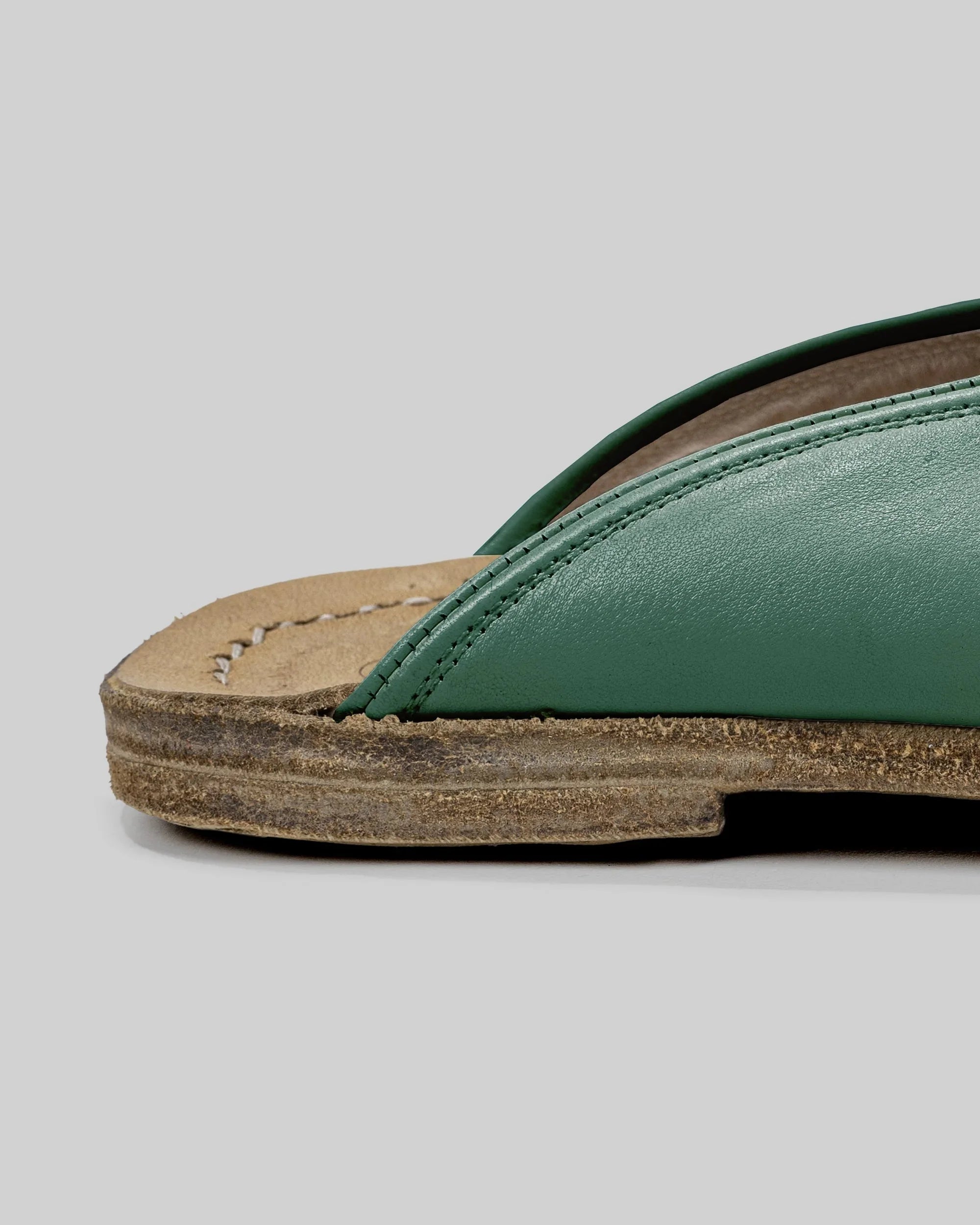 Back view Green Slippers - Calf Leather Handcrafted | Bespoky