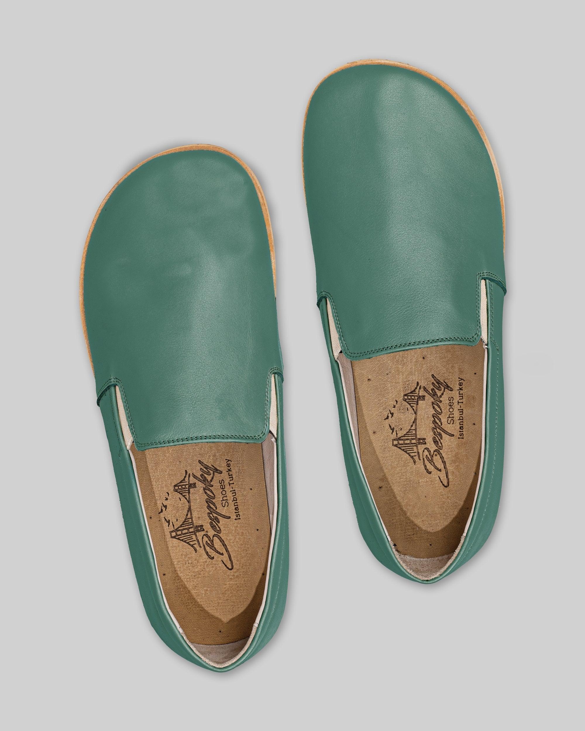 Side view Green Barefoot Shoes - Calf Leather Zero Drop | Bespoky
