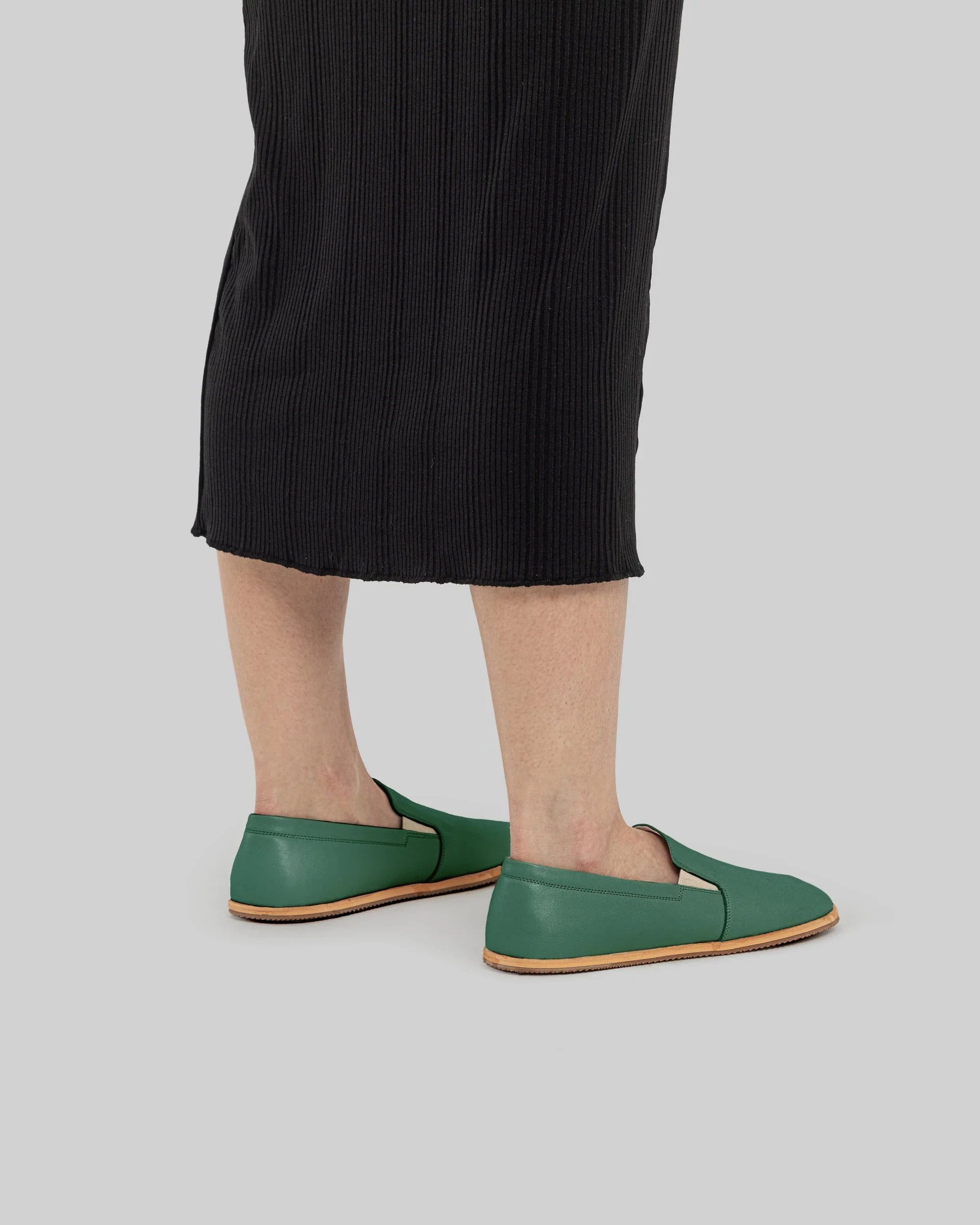 Top view Green Barefoot Shoes - Handcrafted Calf Leather | Bespoky