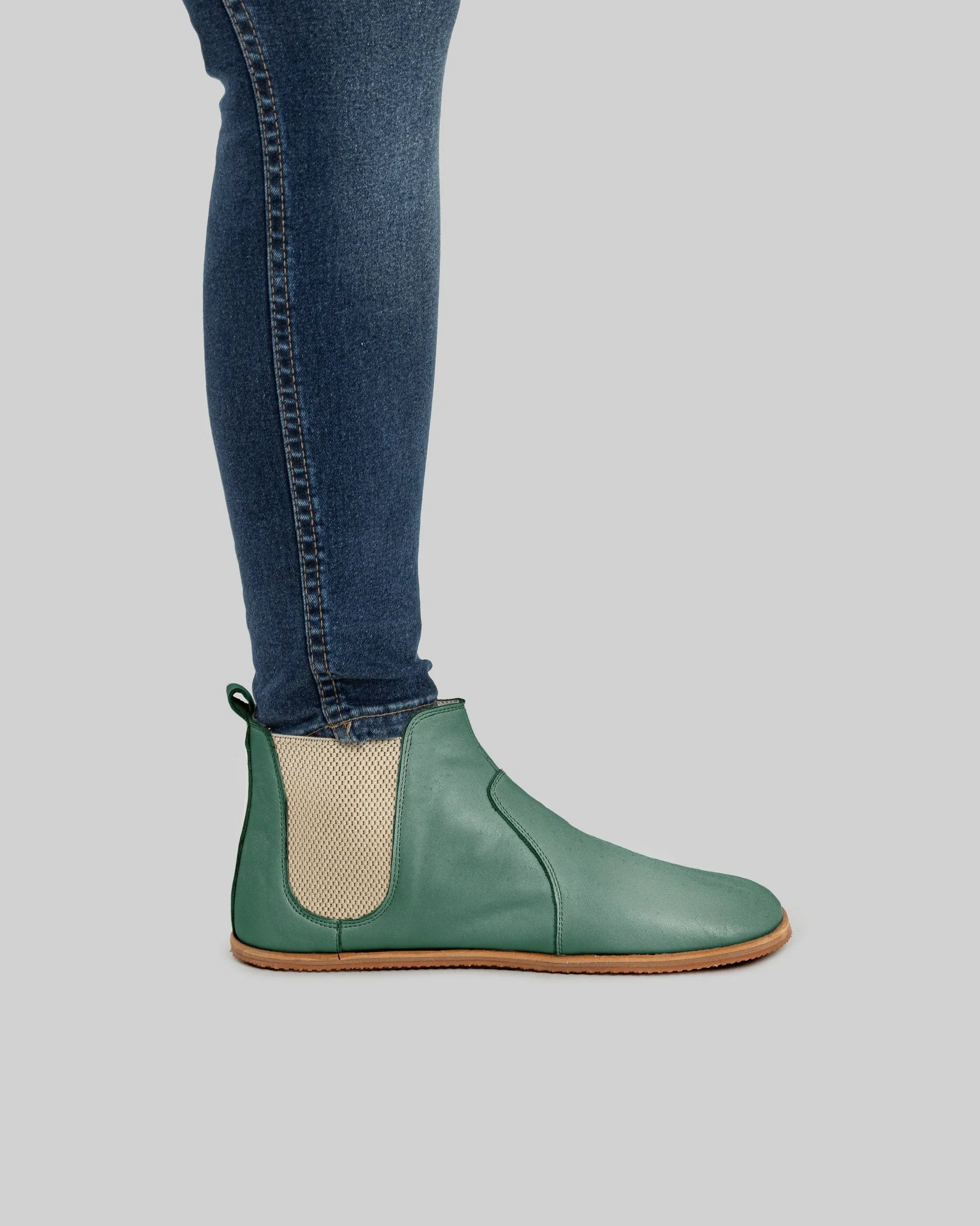 Back view Green Chelsea Boots - Calf Leather Handcrafted | Bespoky