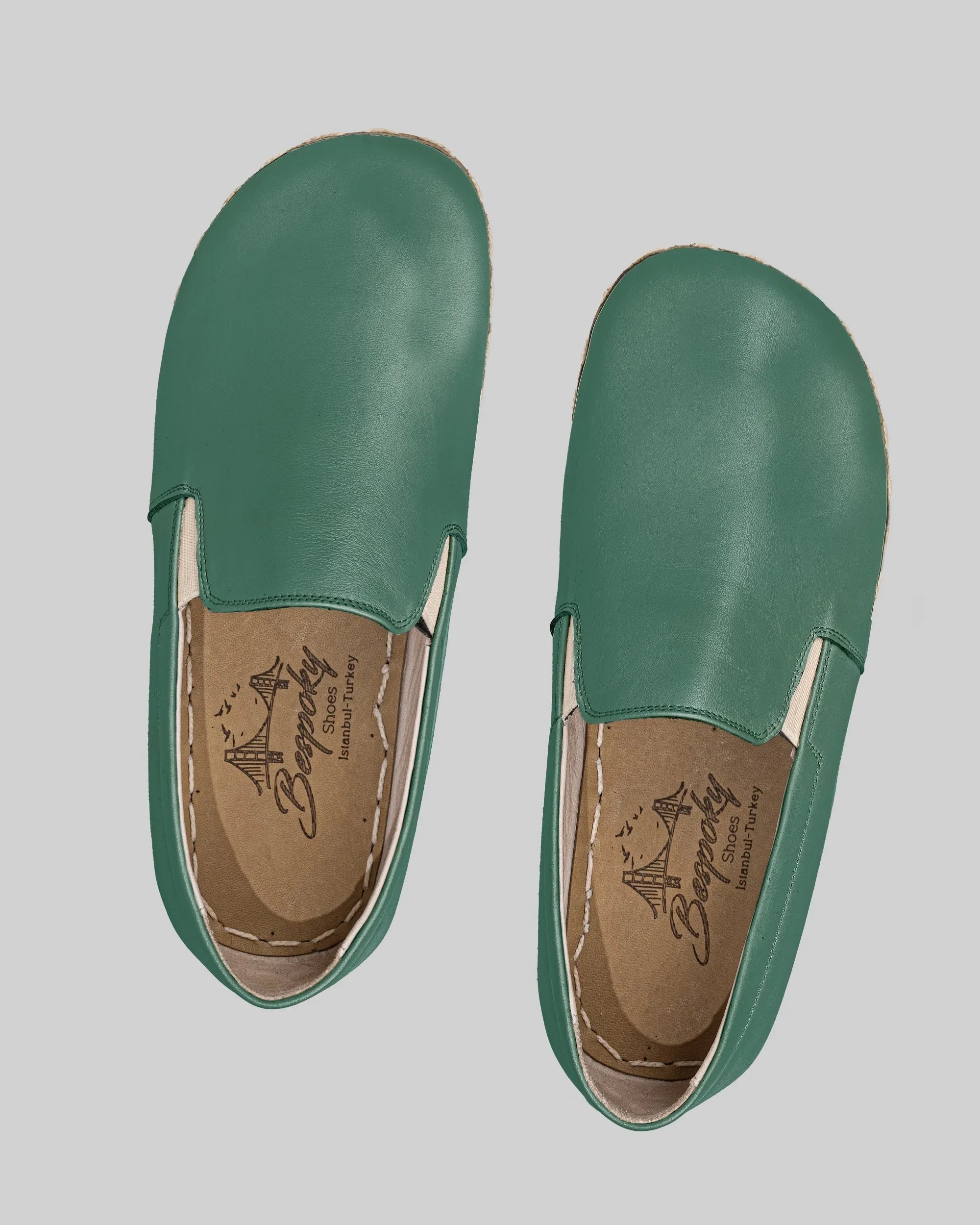 Side view Green Barefoot Shoes - Calf Leather Zero Drop | Bespoky