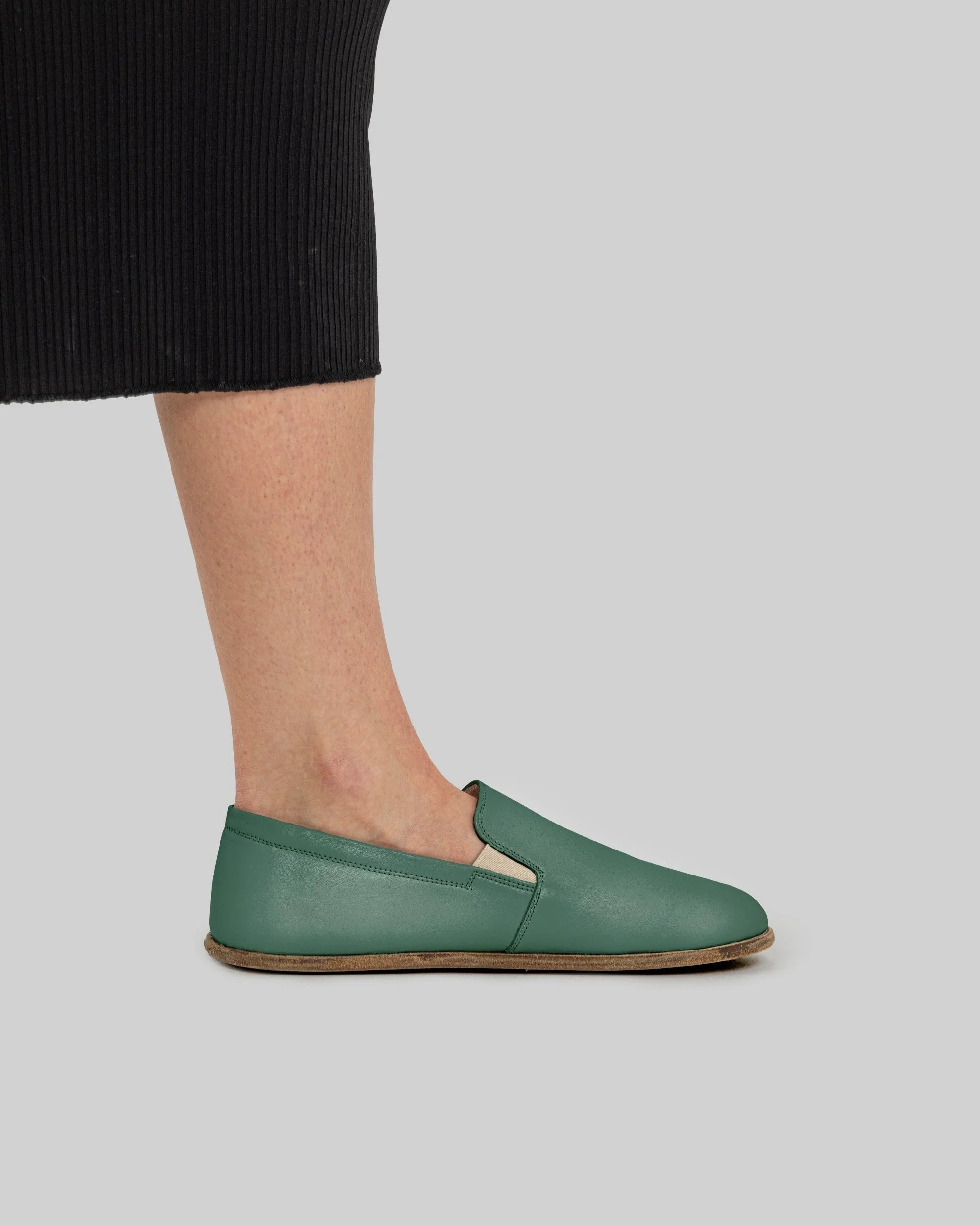Detail Green Barefoot Shoes - Handcrafted Calf Leather Turkey | Bespoky