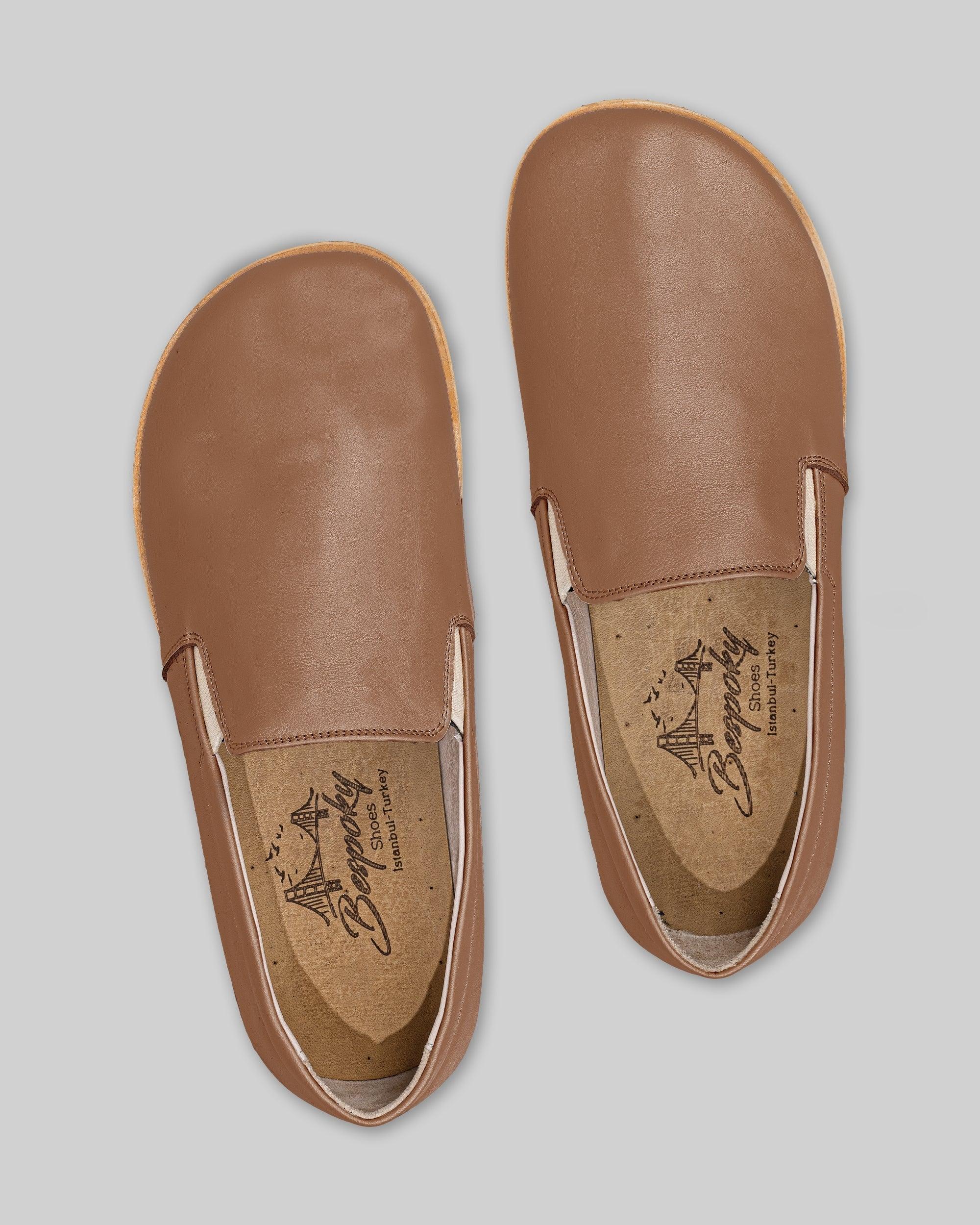 Side view Tan Barefoot Shoes - Calf Leather Zero Drop | Bespoky