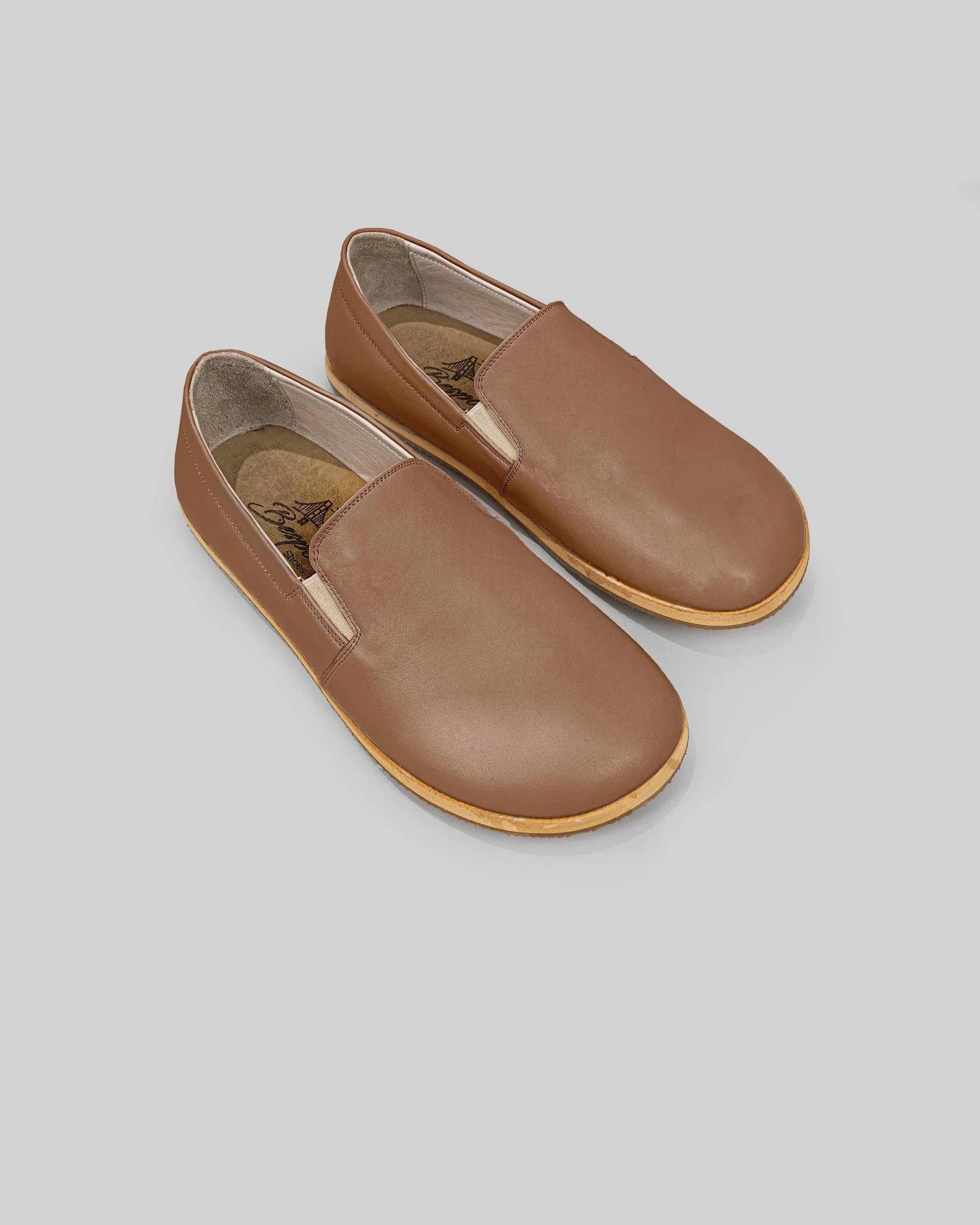 Men's Tan Barefoot Shoes - Handcrafted Calf Leather Wide Toe Box | Bespoky