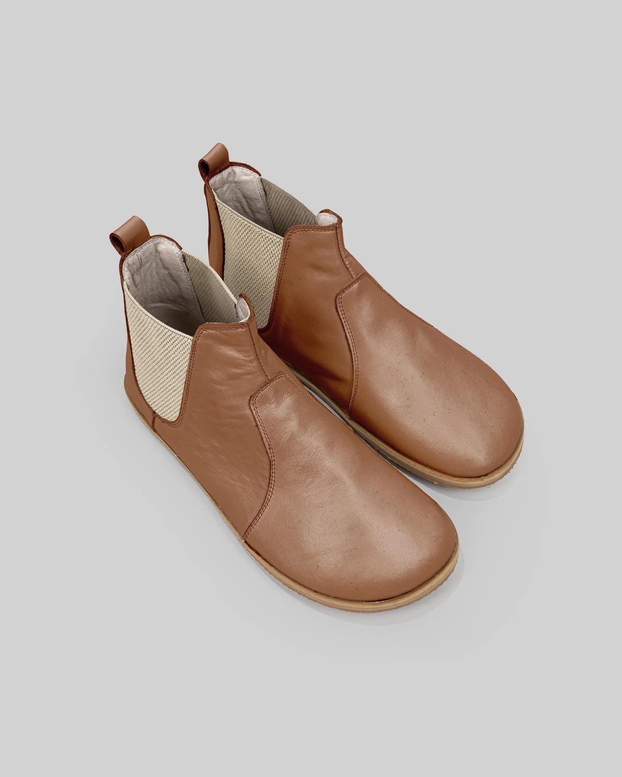 Women's Tan Chelsea Boots - Handcrafted Calf Leather Wide Toe Box | Bespoky