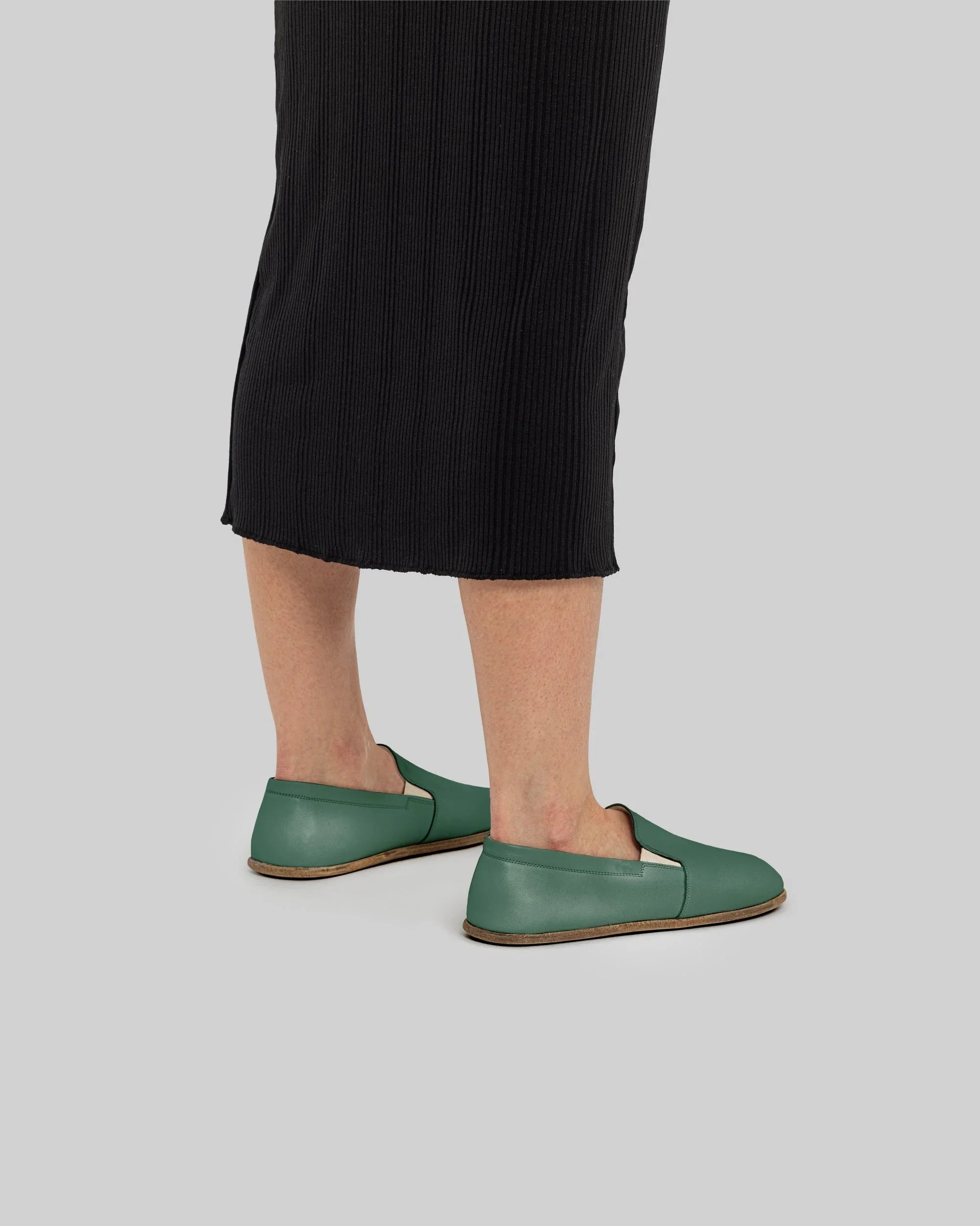 Top view Green Barefoot Shoes - Handcrafted Calf Leather | Bespoky