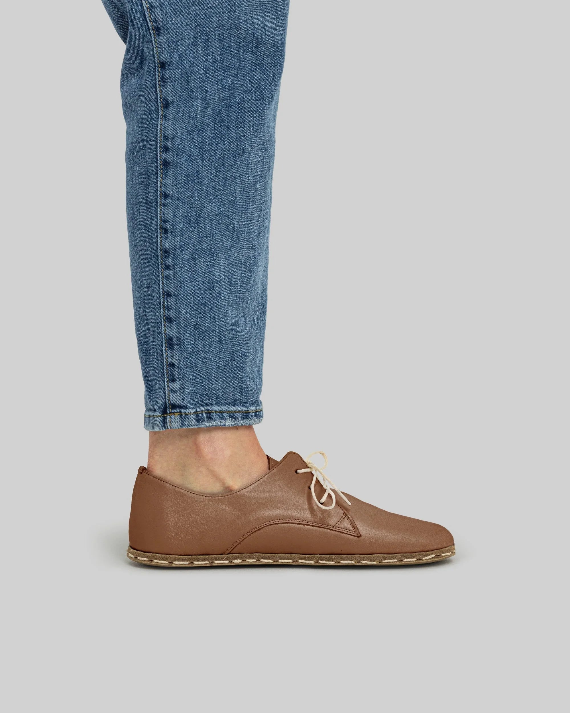 Pair Tan Oxford Shoes - Barefoot Wide Toe Calf Leather | Bespoky