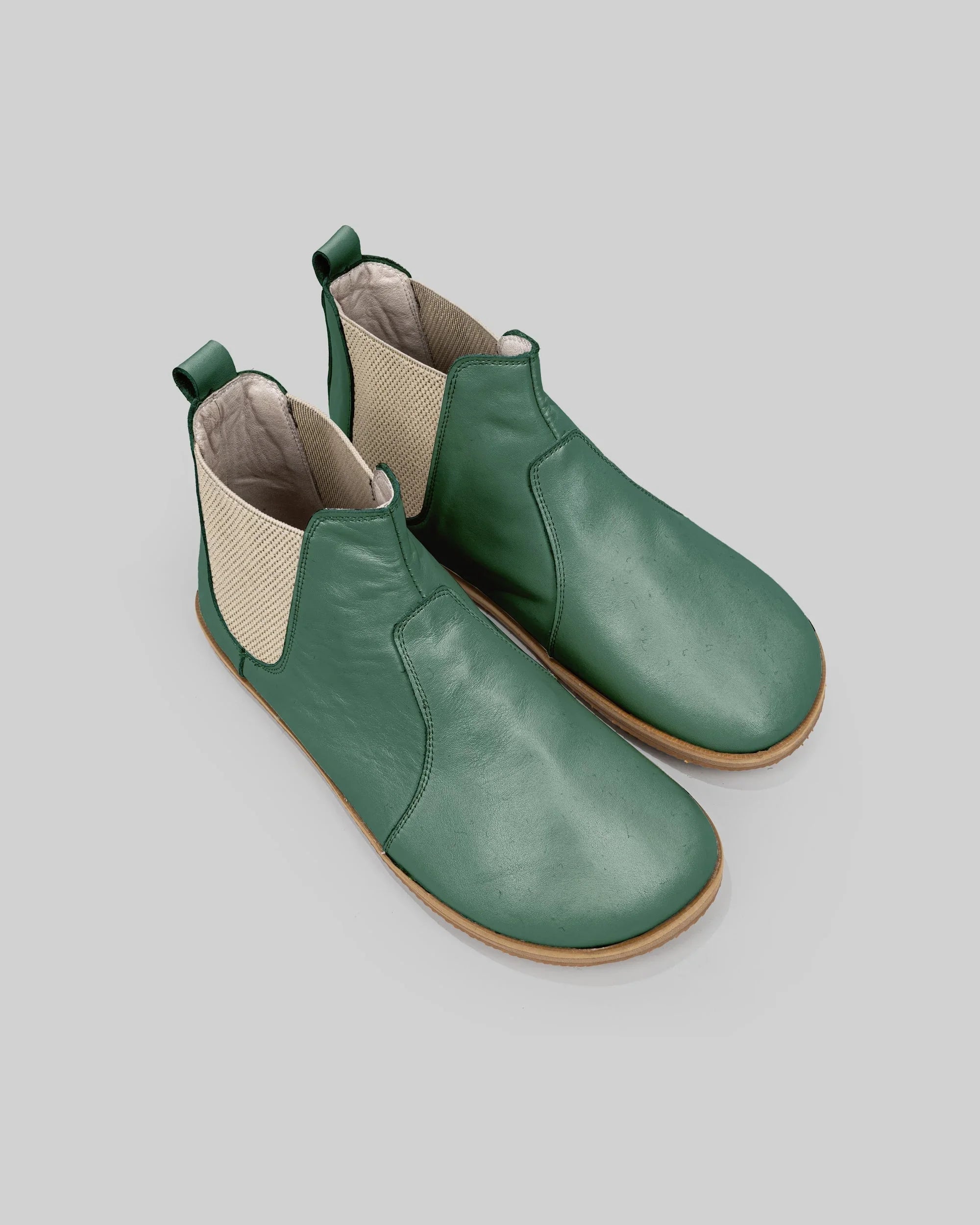 Women's Green Chelsea Boots - Handcrafted Calf Leather Wide Toe Box | Bespoky