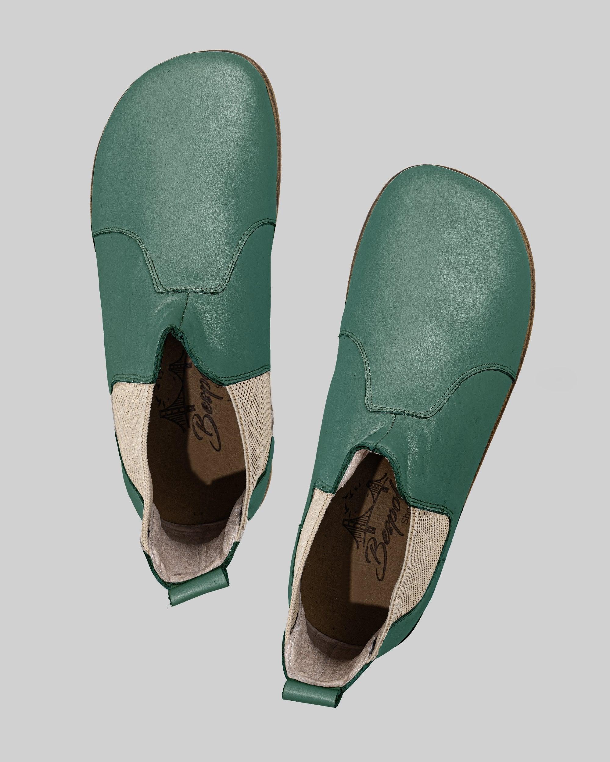 Side view Green Chelsea Boots - Calf Leather Zero Drop | Bespoky