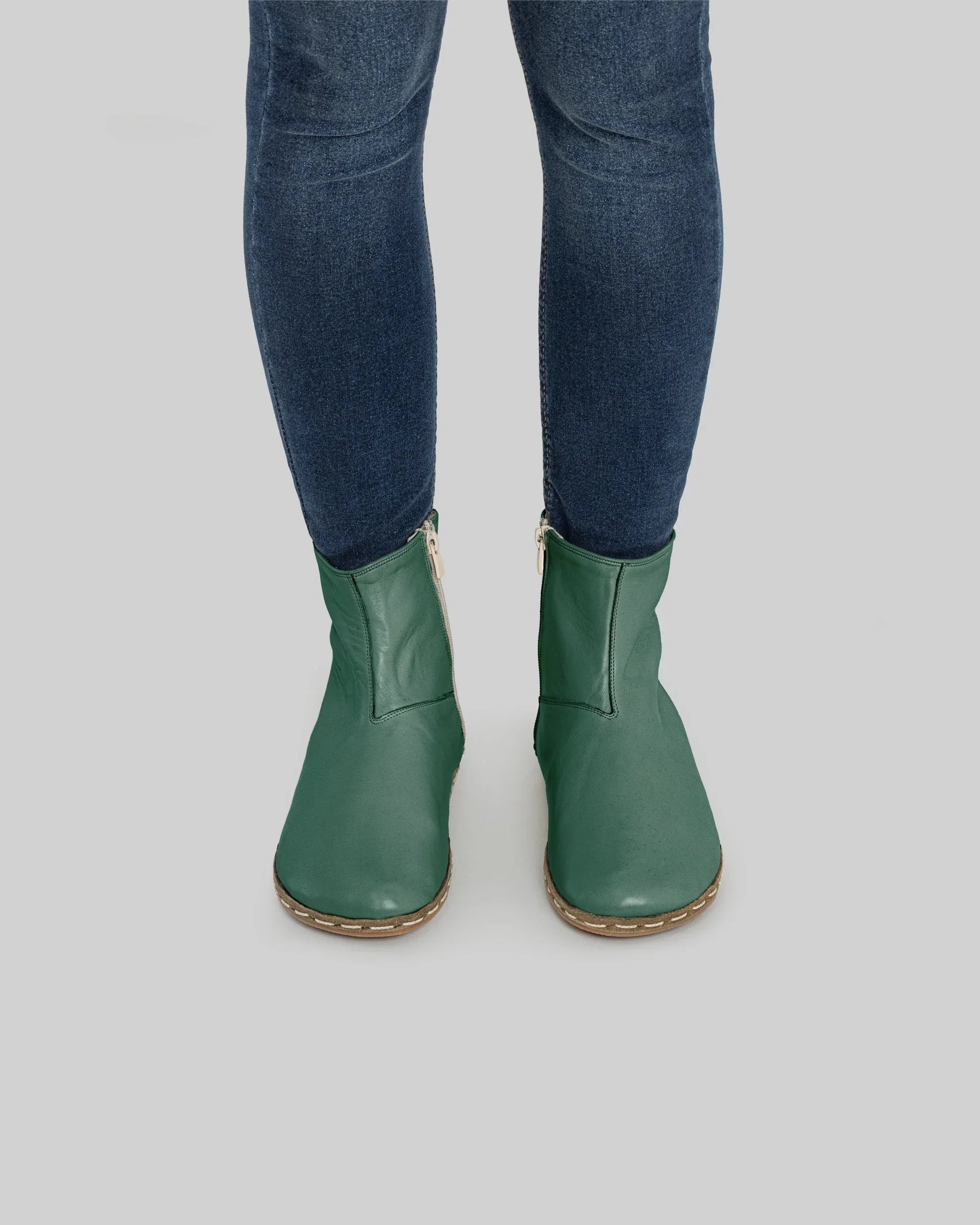 Pair Green Chelsea Boots - Barefoot Wide Toe Calf Leather | Bespoky