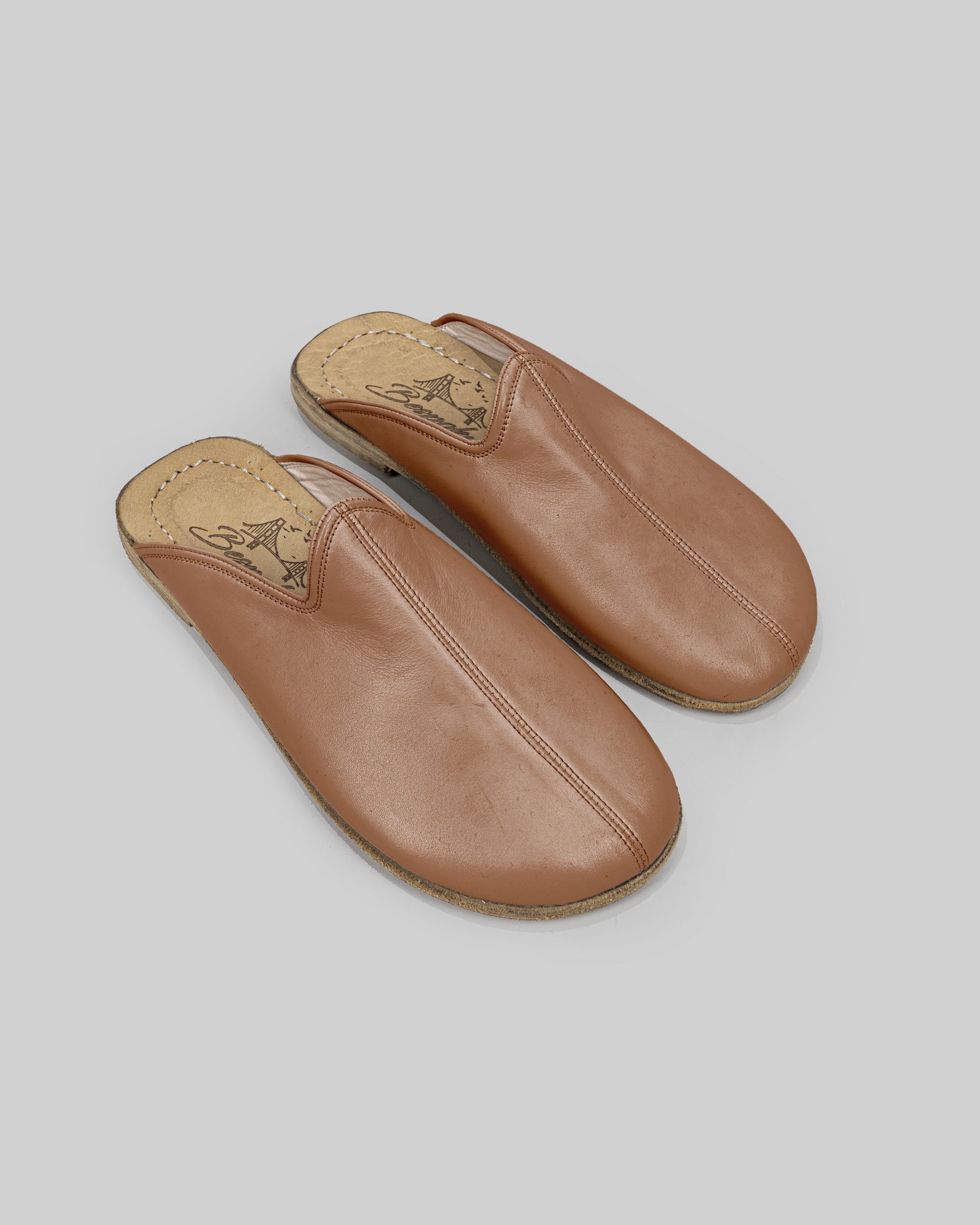 Women's Tan Slippers - Handcrafted Calf Leather Wide Toe Box | Bespoky
