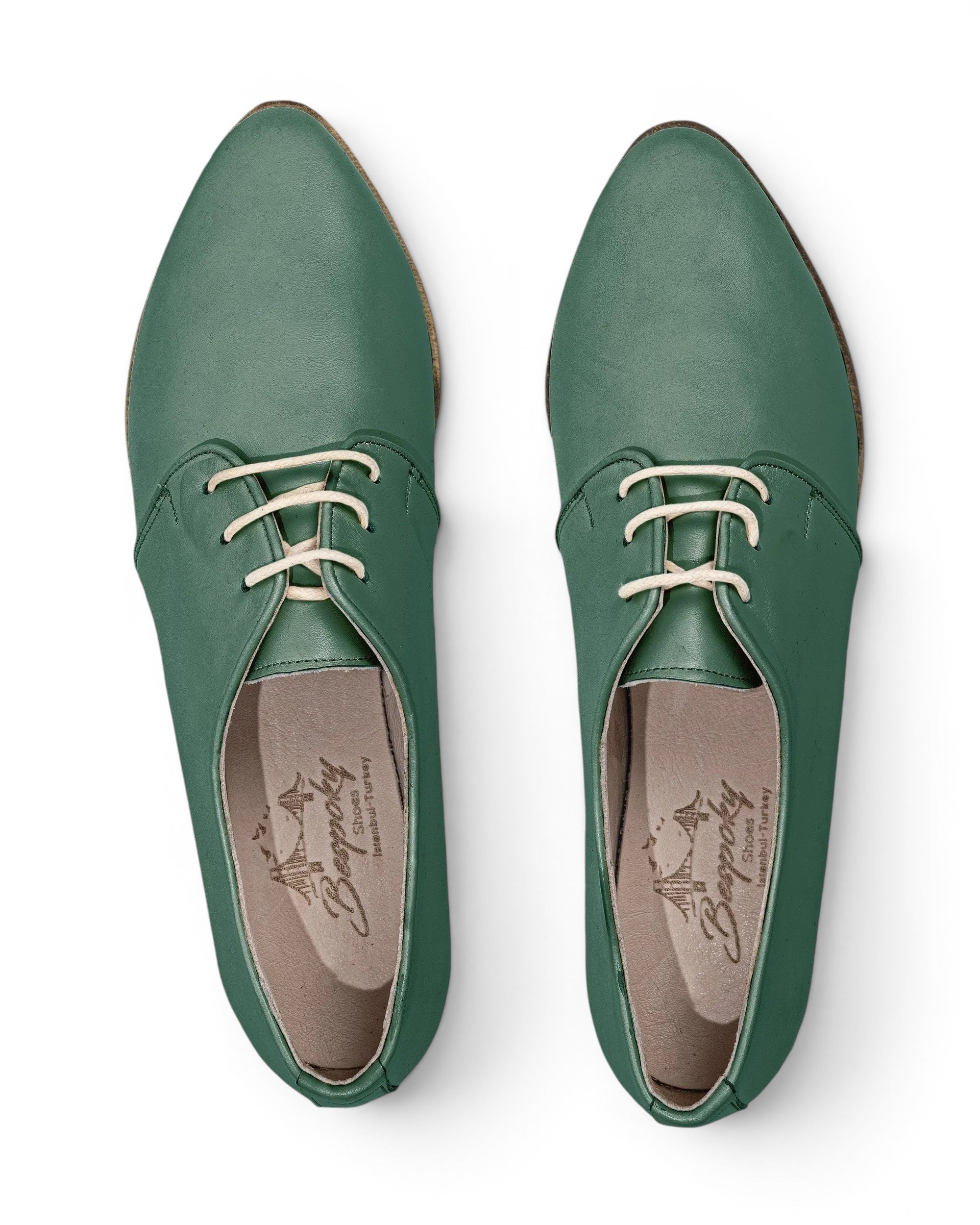 Side view Green Pointed Toe Oxford - Calf Leather Zero Drop | Bespoky