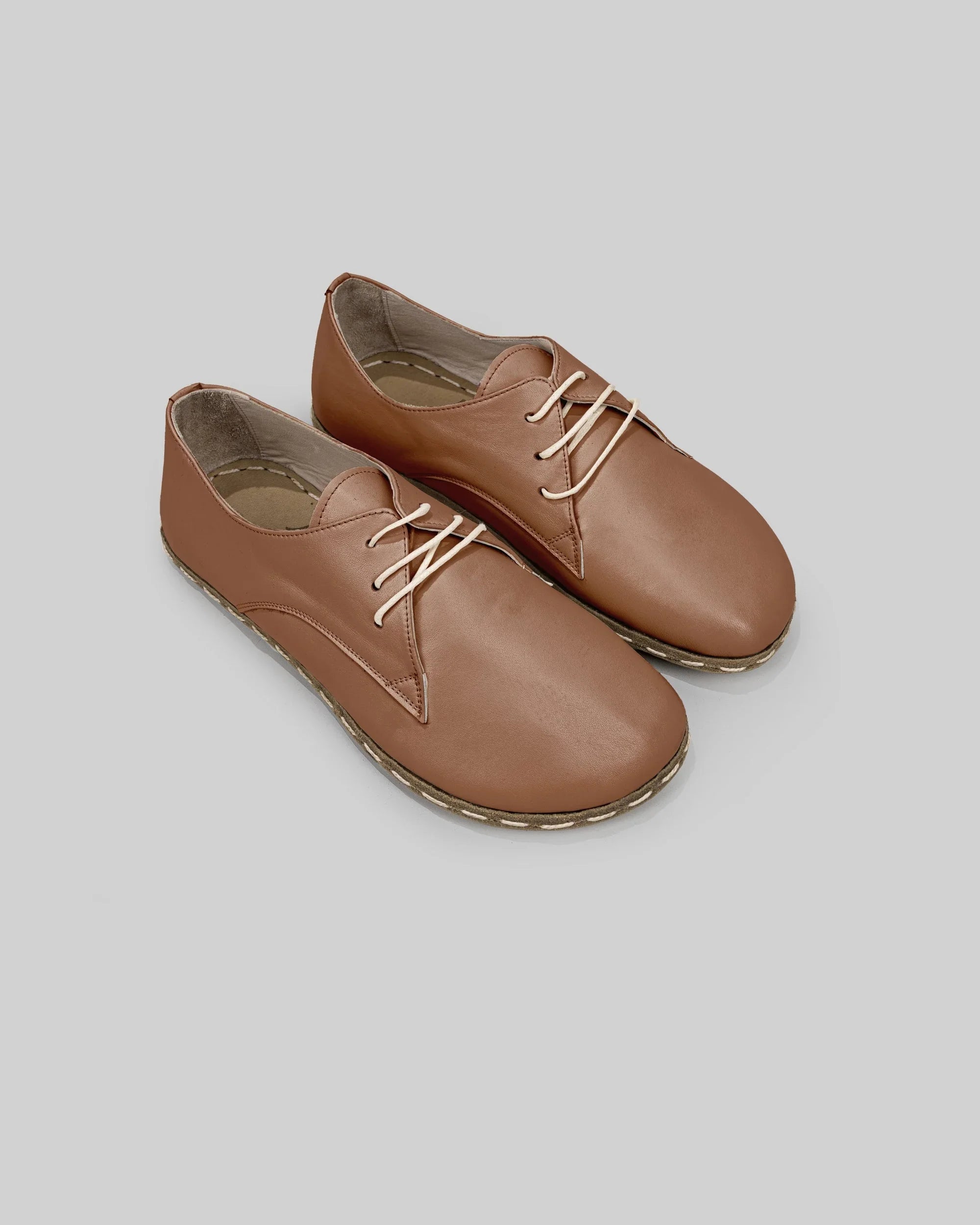 Men's Tan Oxford Shoes - Handcrafted Calf Leather Wide Toe Box | Bespoky