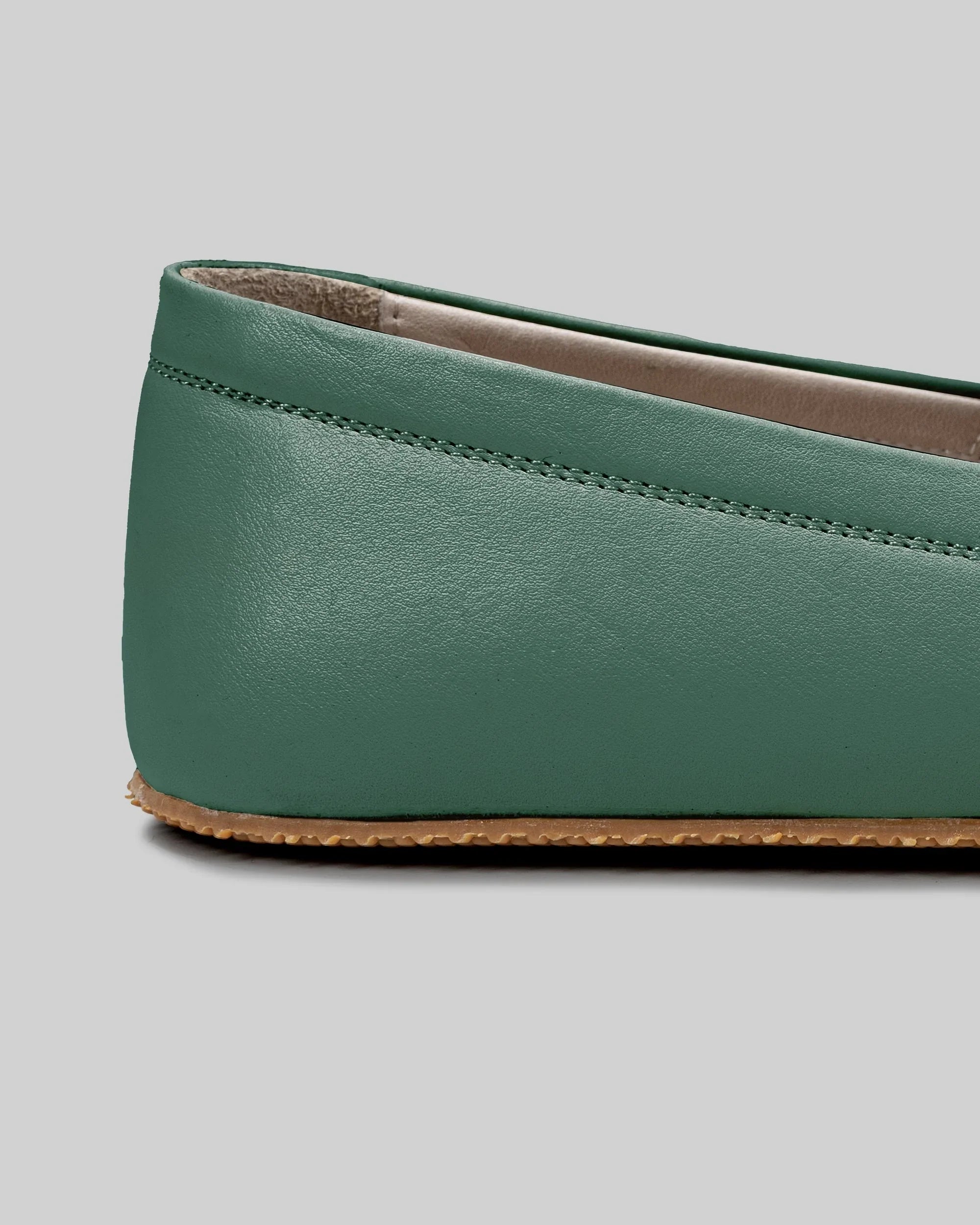Top view Green Barefoot Shoes - Handcrafted Calf Leather | Bespoky
