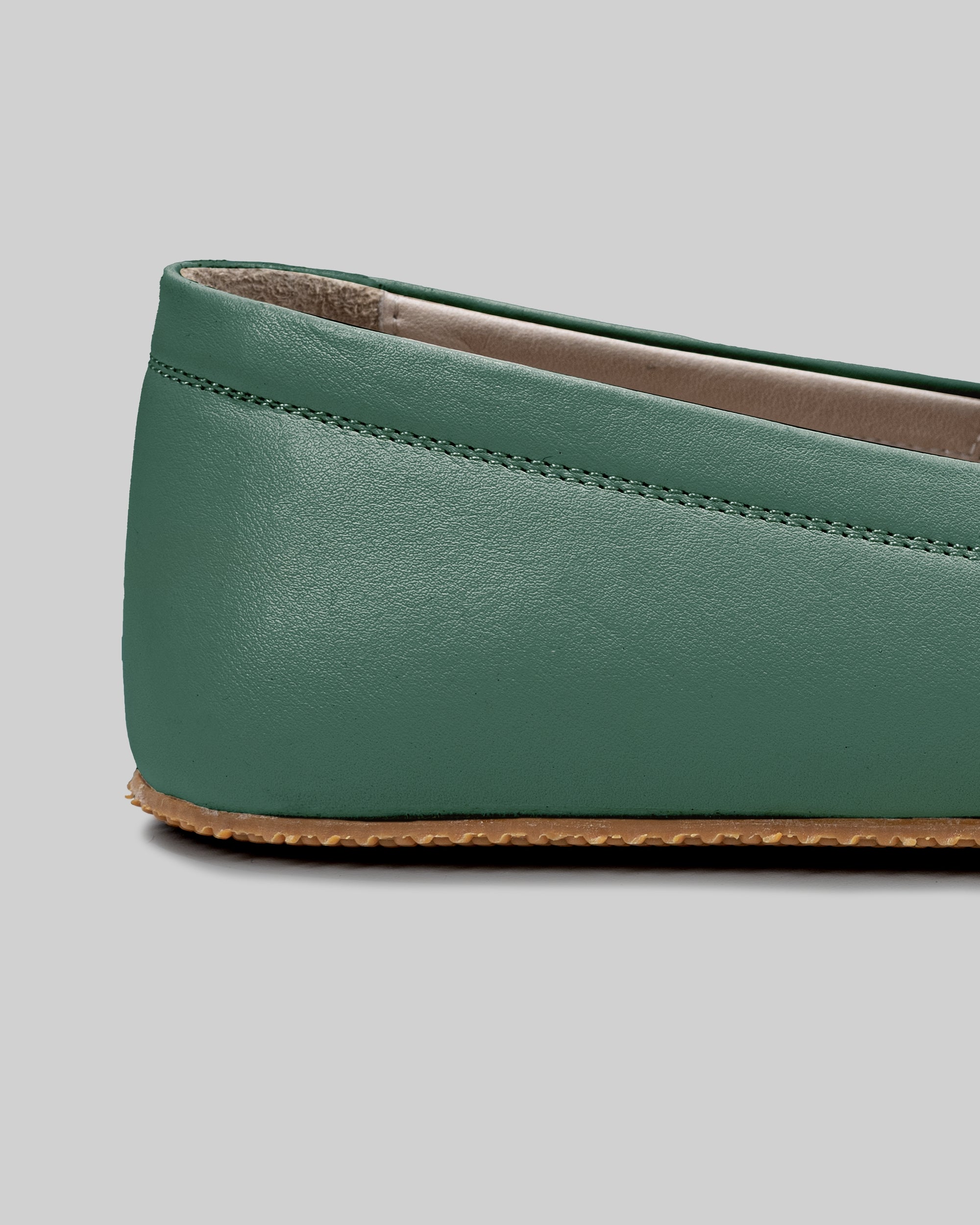 Top view Green Barefoot Shoes - Handcrafted Calf Leather | Bespoky