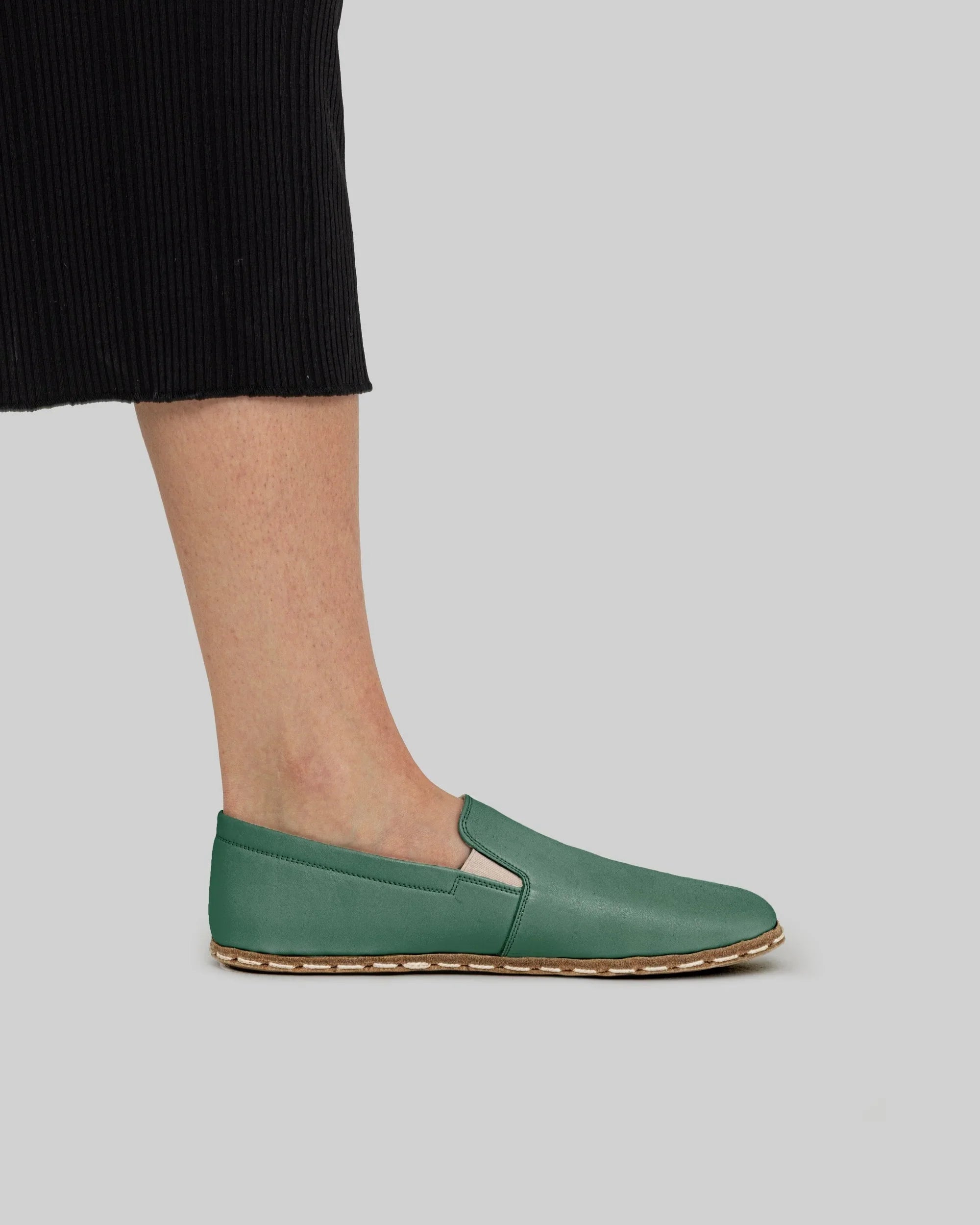 Pair Green Barefoot Shoes - Barefoot Wide Toe Calf Leather | Bespoky