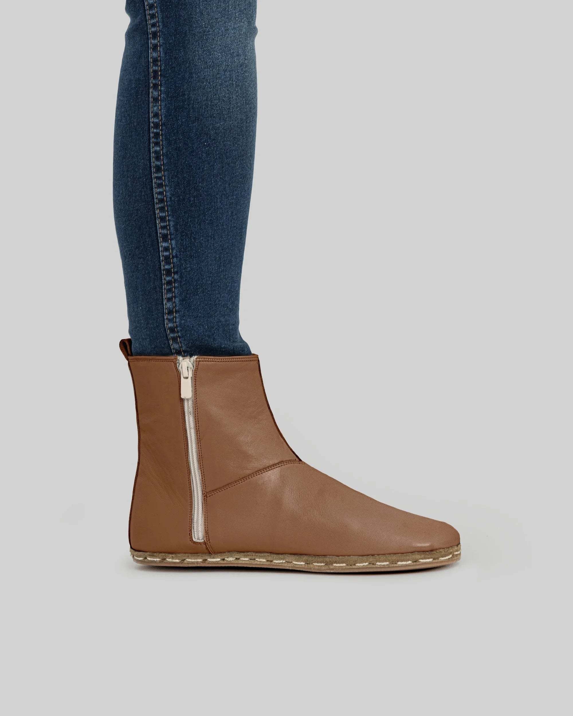 Side view Tan Chelsea Boots - Calf Leather Zero Drop | Bespoky