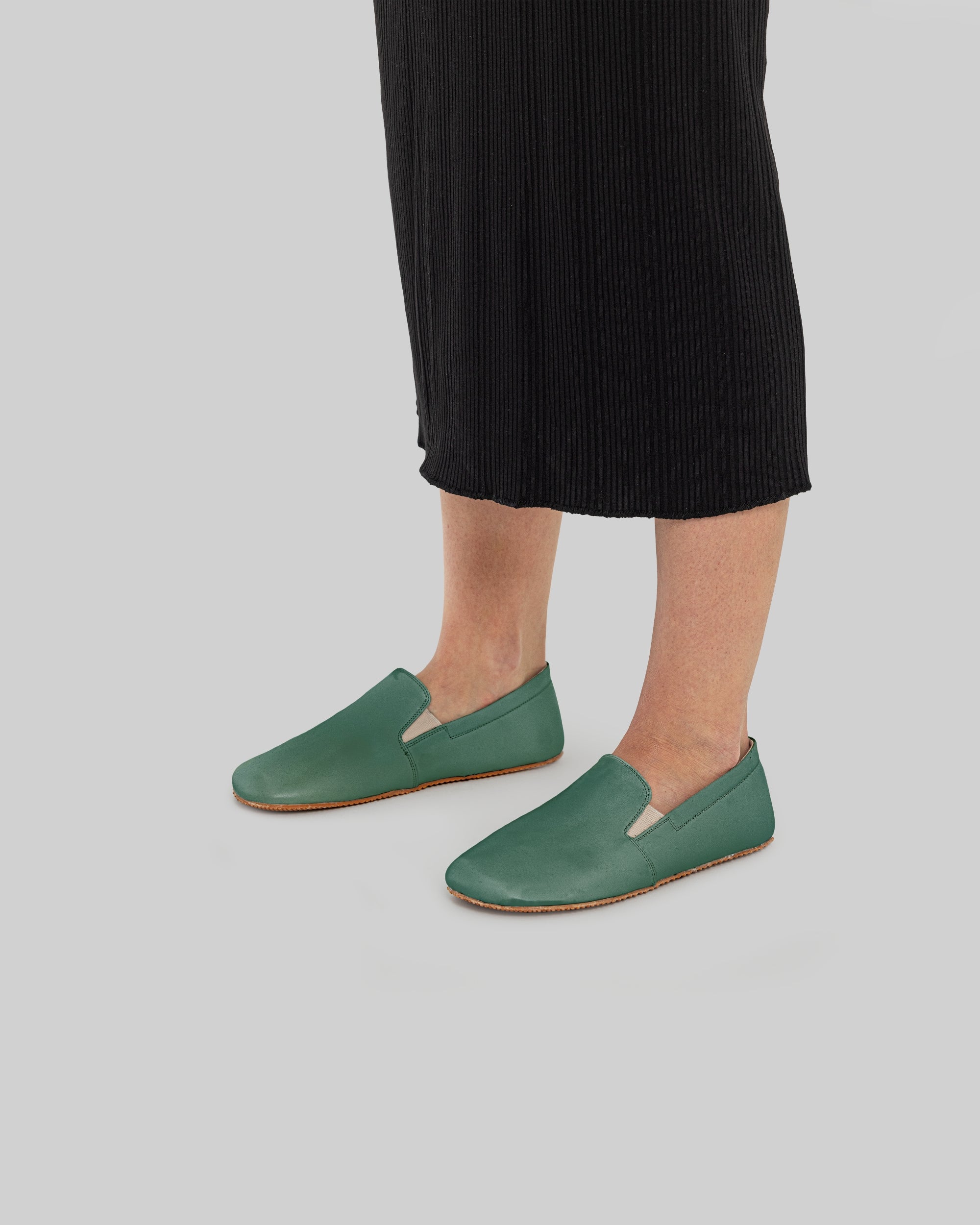 Back view Green Barefoot Shoes - Calf Leather Handcrafted | Bespoky