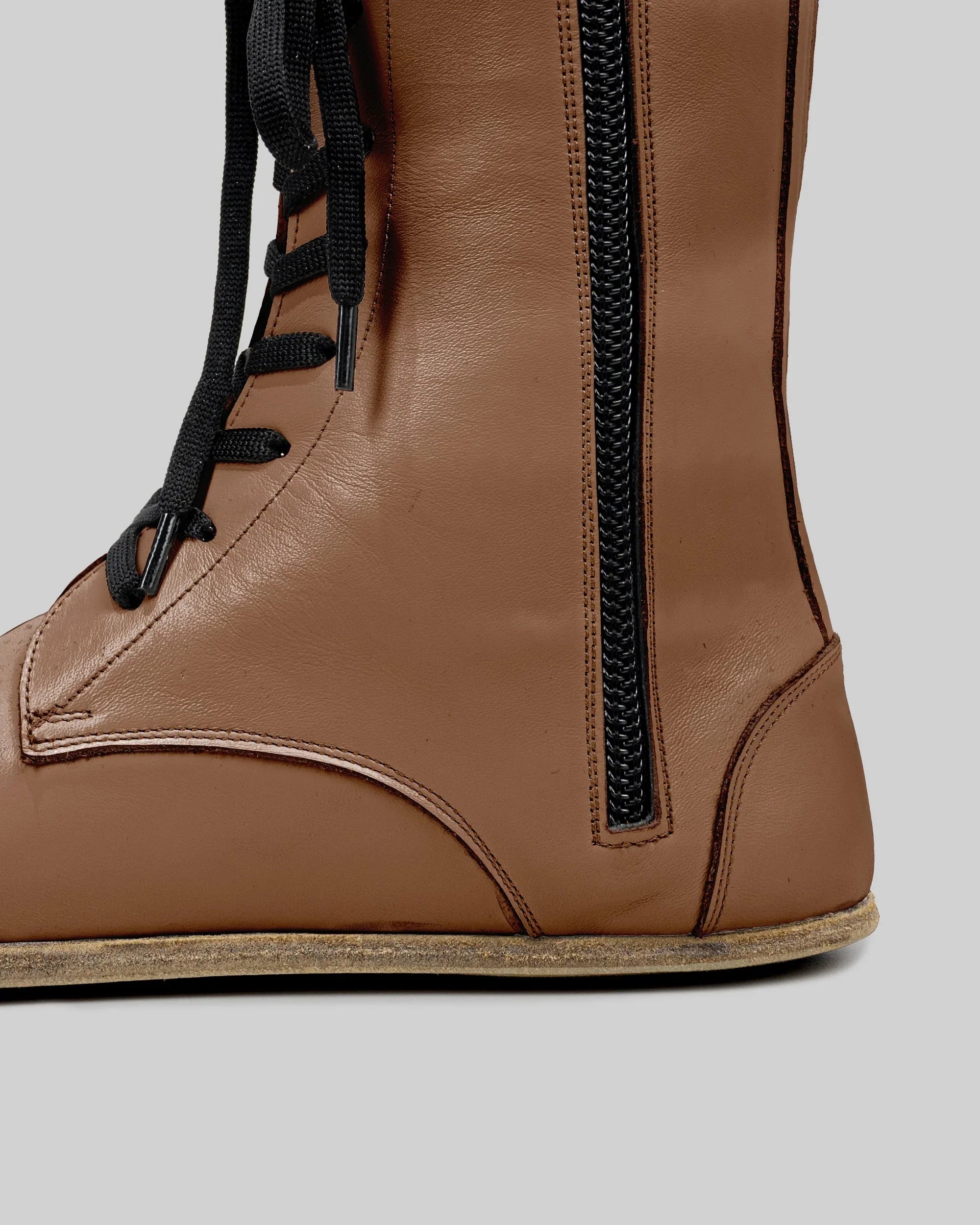 Side view Tan Barefoot Boot - Calf Leather Zero Drop | Bespoky
