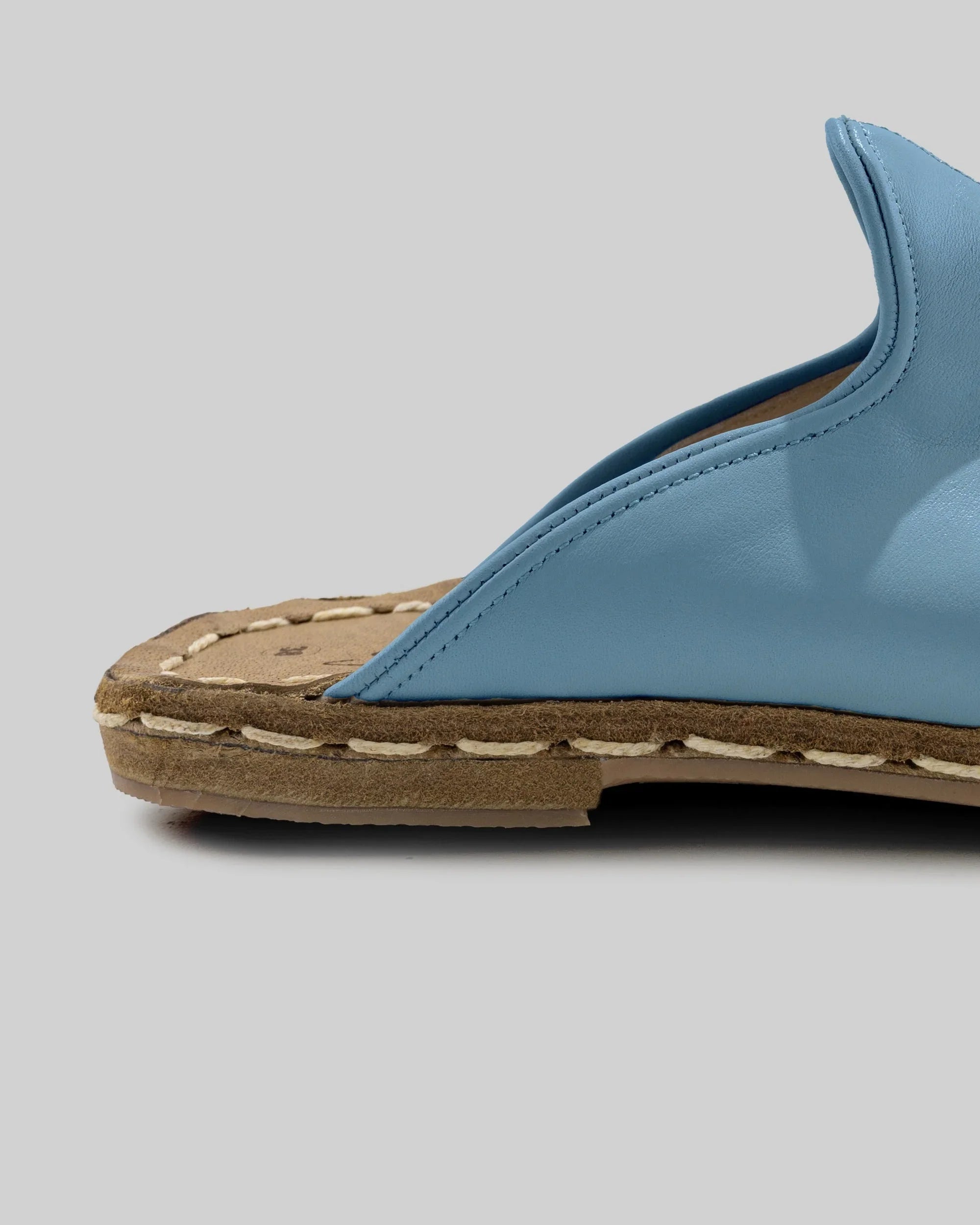 Detail Baby Blue Slippers - Handcrafted Calf Leather Turkey | Bespoky
