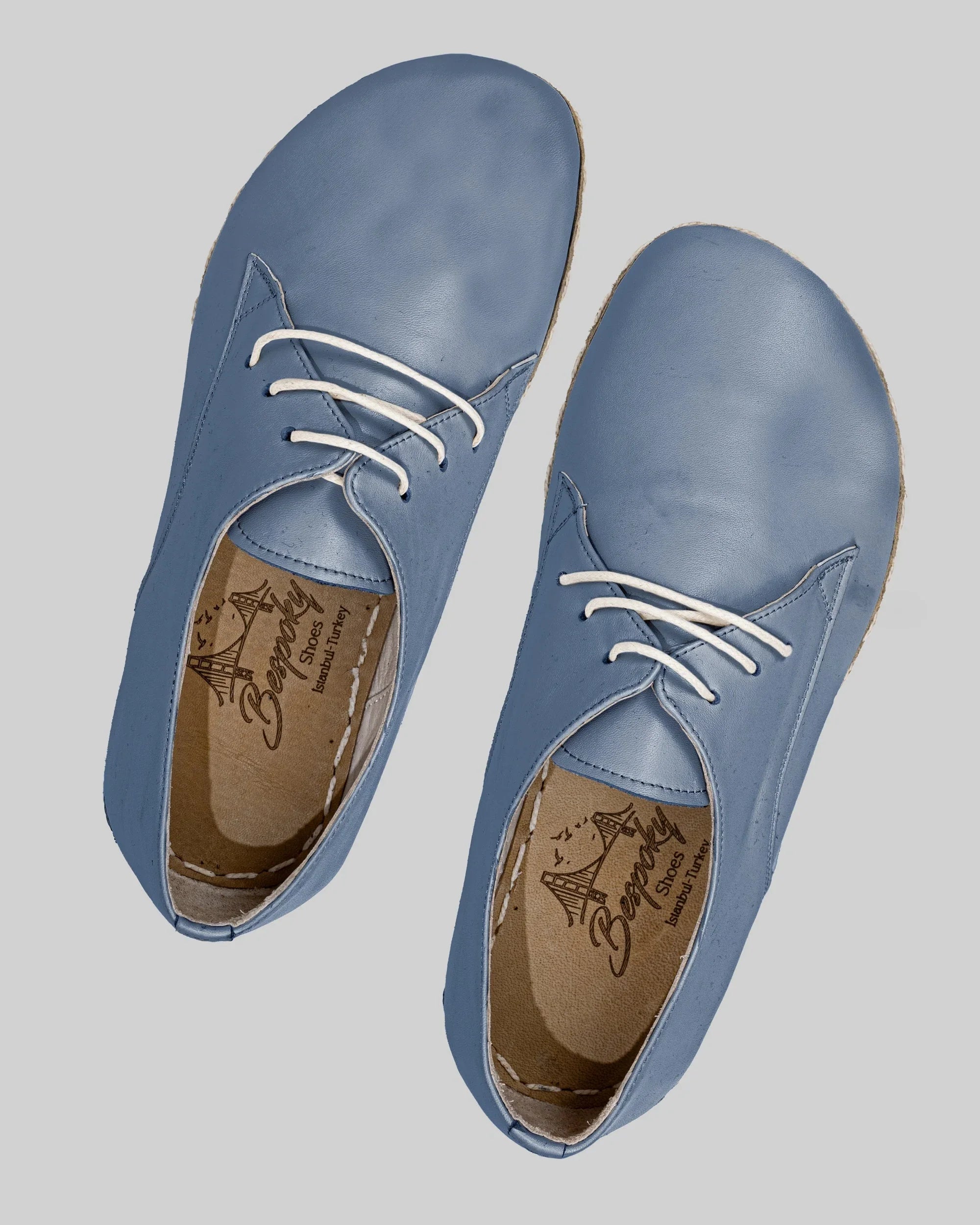 Top view Jean Blue Oxford Shoes - Handcrafted Calf Leather | Bespoky