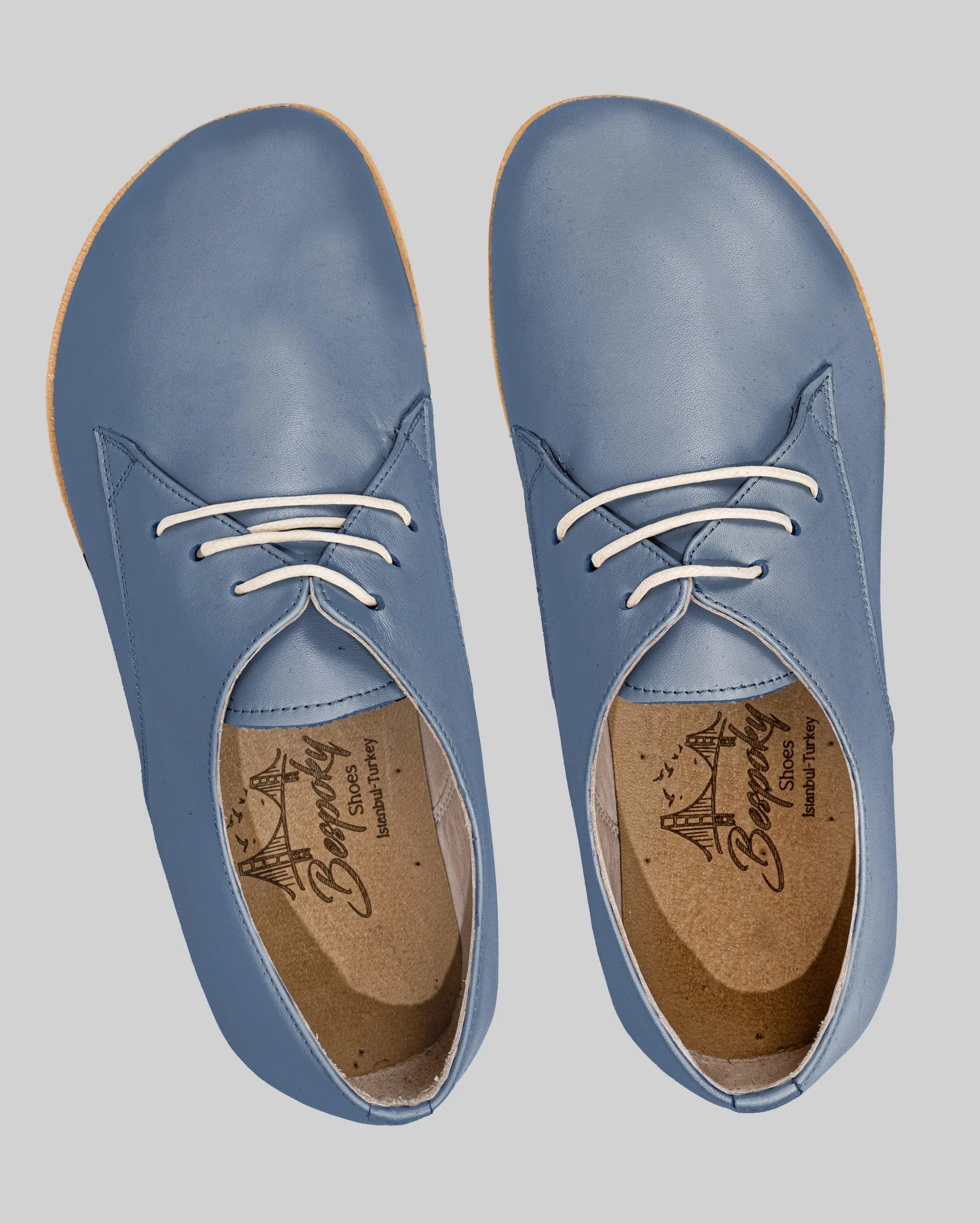 Side view Jean Blue Oxford Shoes - Calf Leather Zero Drop | Bespoky