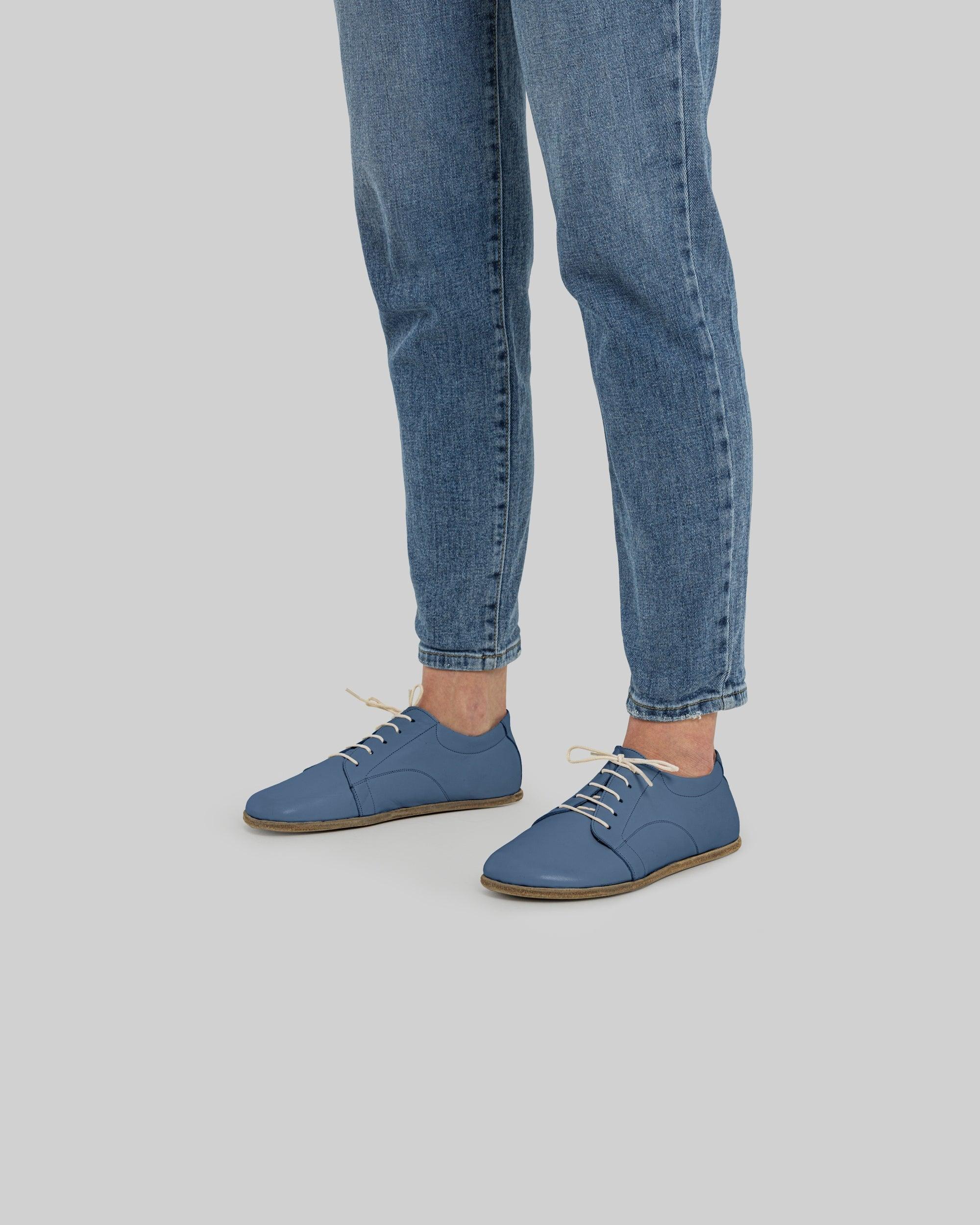 Detail Jean Blue Barefoot Sneaker - Handcrafted Calf Leather Turkey | Bespoky