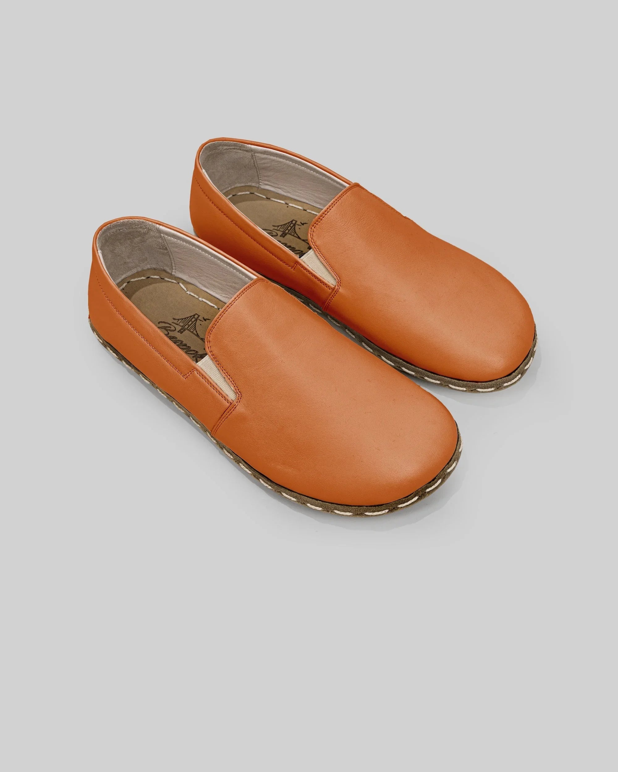 Women's Orange Barefoot Shoes - Handcrafted Calf Leather Wide Toe Box | Bespoky