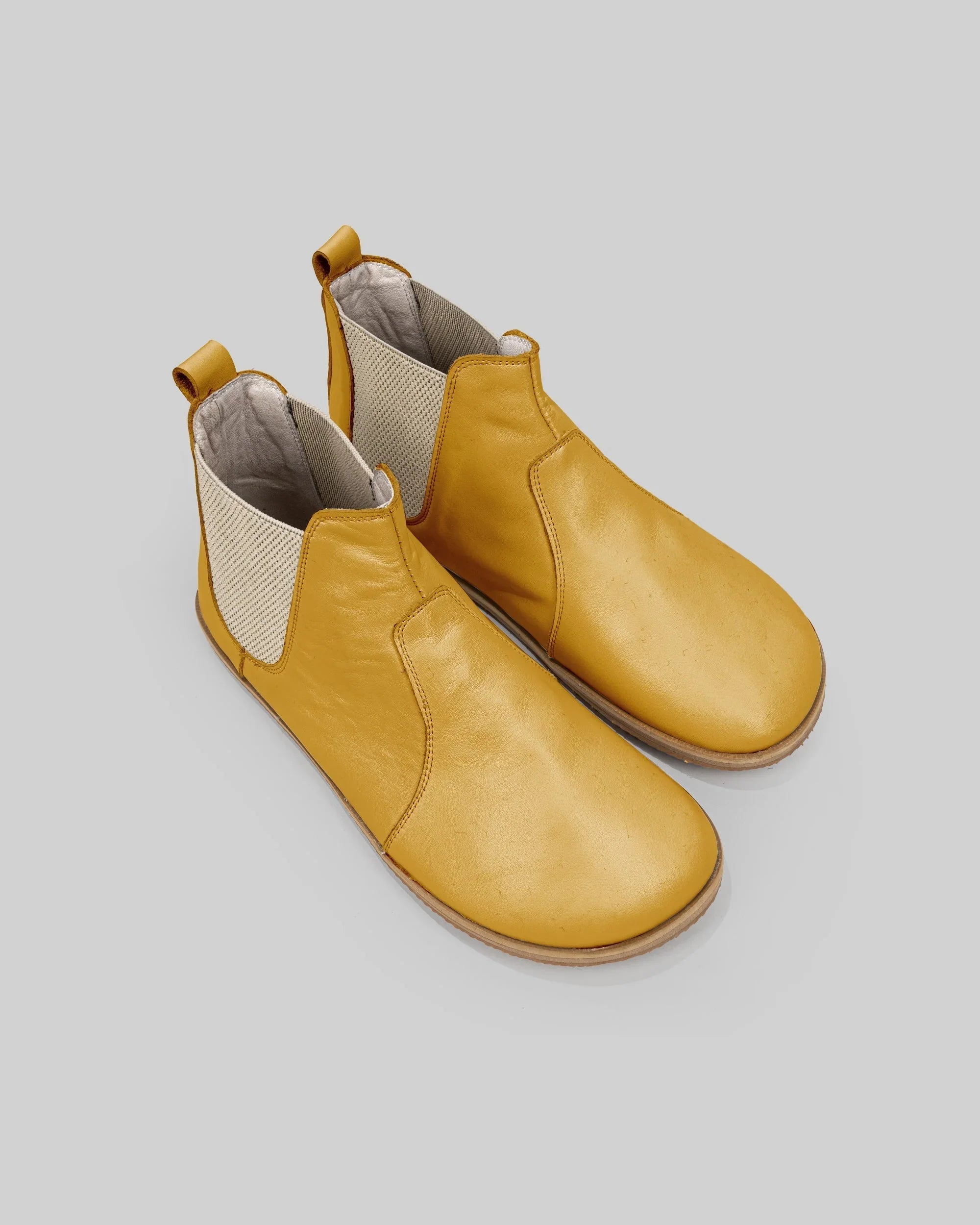 Men's Mustard Chelsea Boots - Handcrafted Calf Leather Wide Toe Box | Bespoky