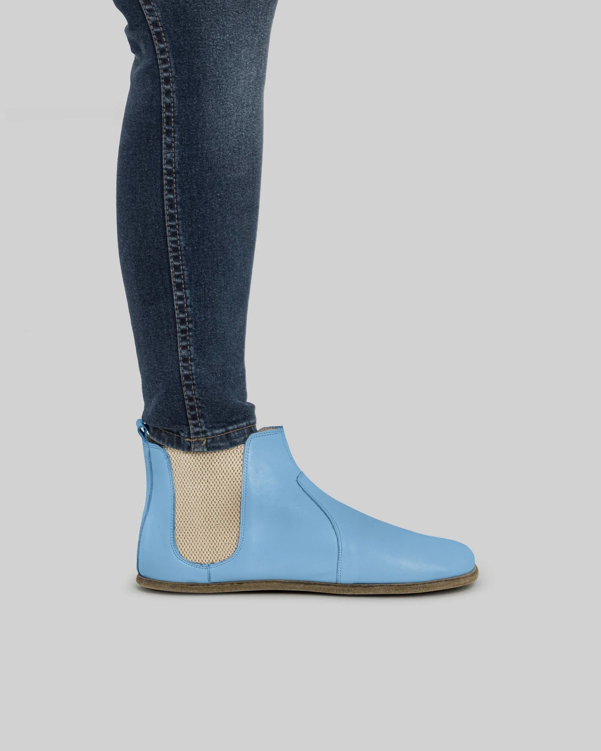 Back view Baby Blue Chelsea Boots - Calf Leather Handcrafted | Bespoky