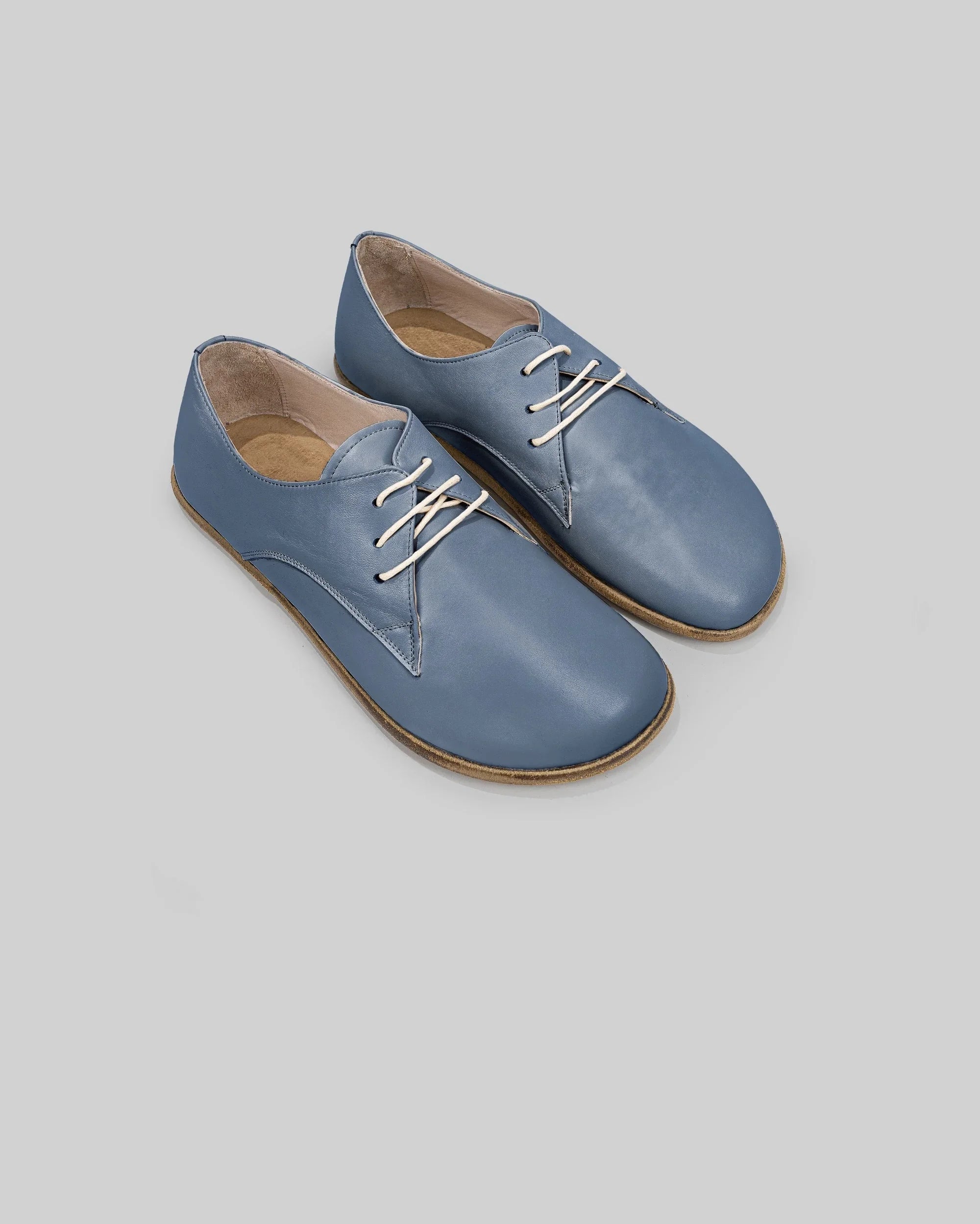 Women's Jean Blue Oxford Shoes - Handcrafted Calf Leather Wide Toe Box | Bespoky