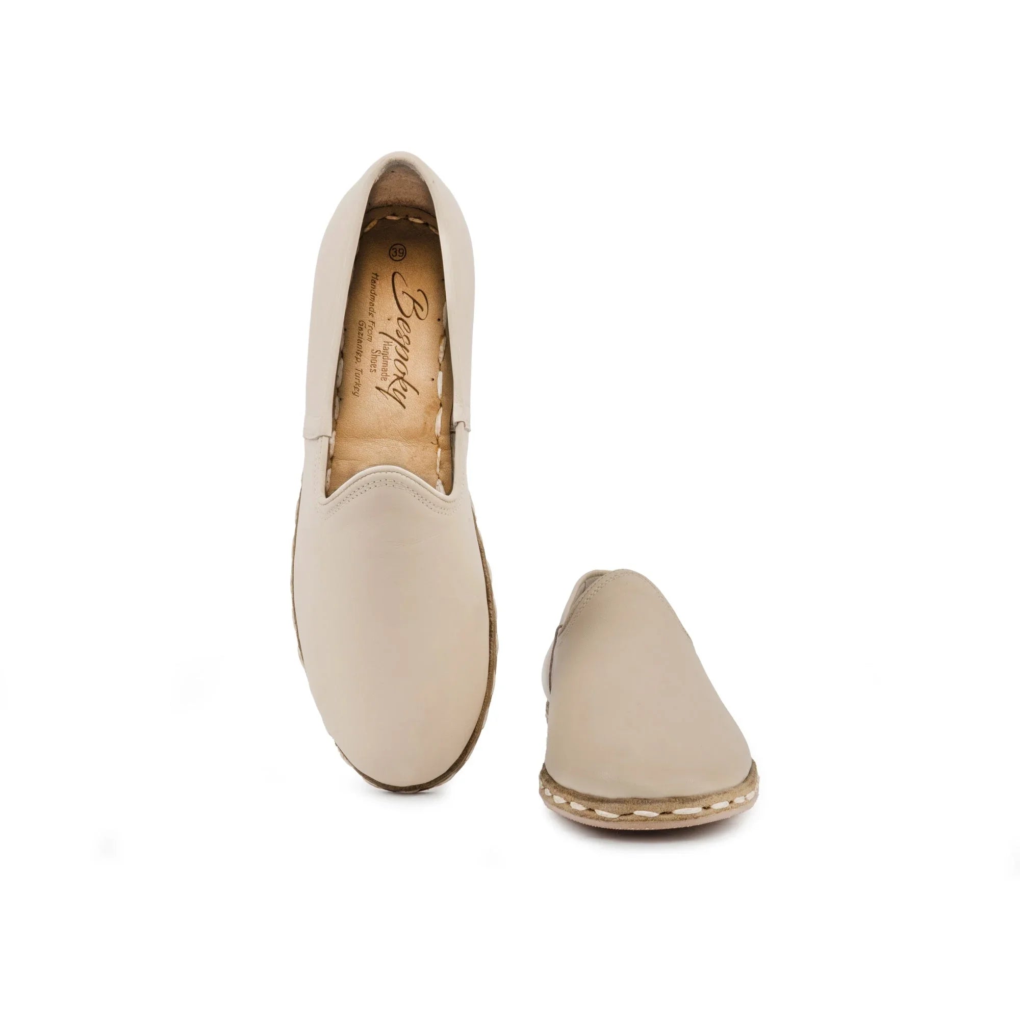 Side view Cream Yemeni Shoes - Calf Leather Zero Drop | Bespoky