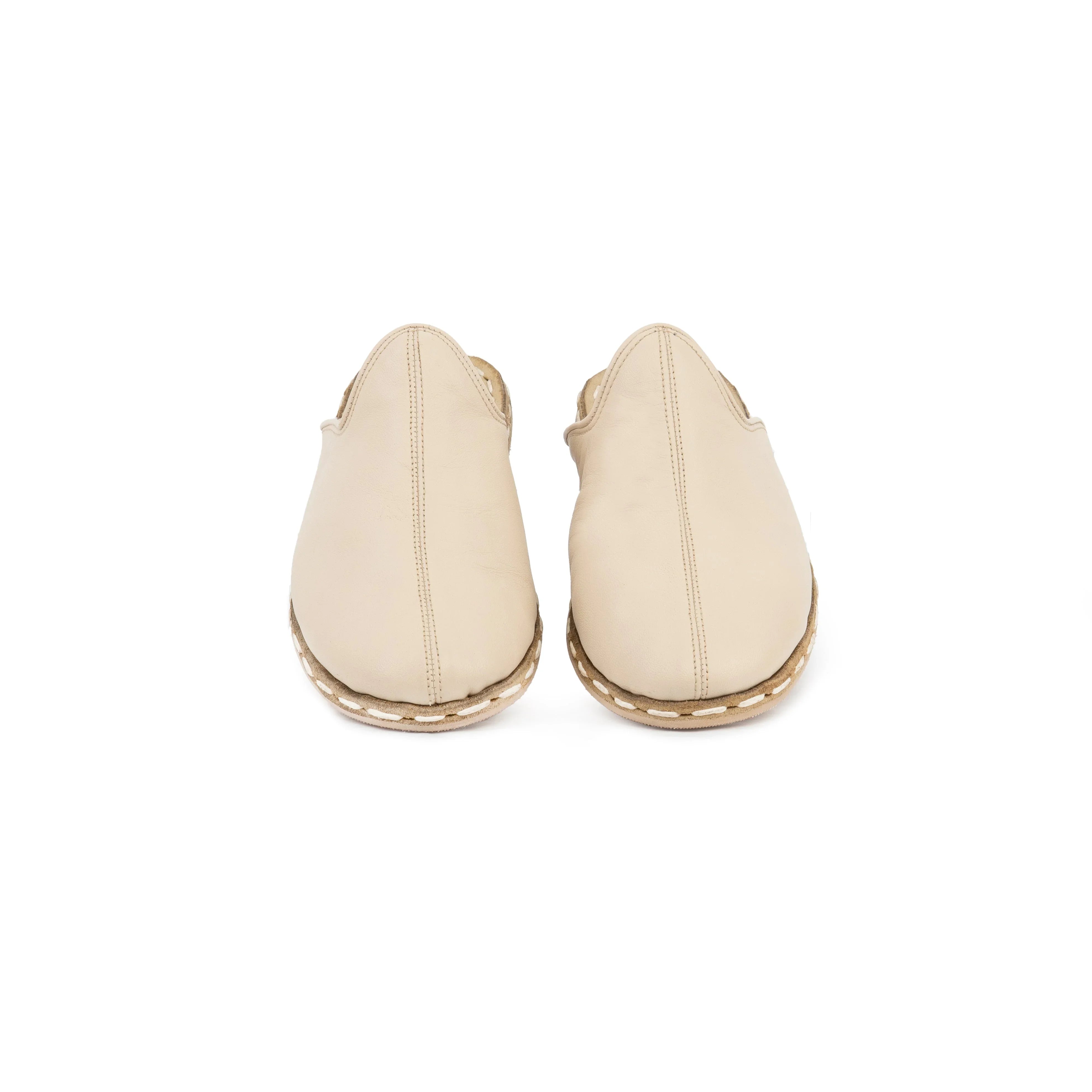 Detail Cream Slippers - Handcrafted Calf Leather Turkey | Bespoky