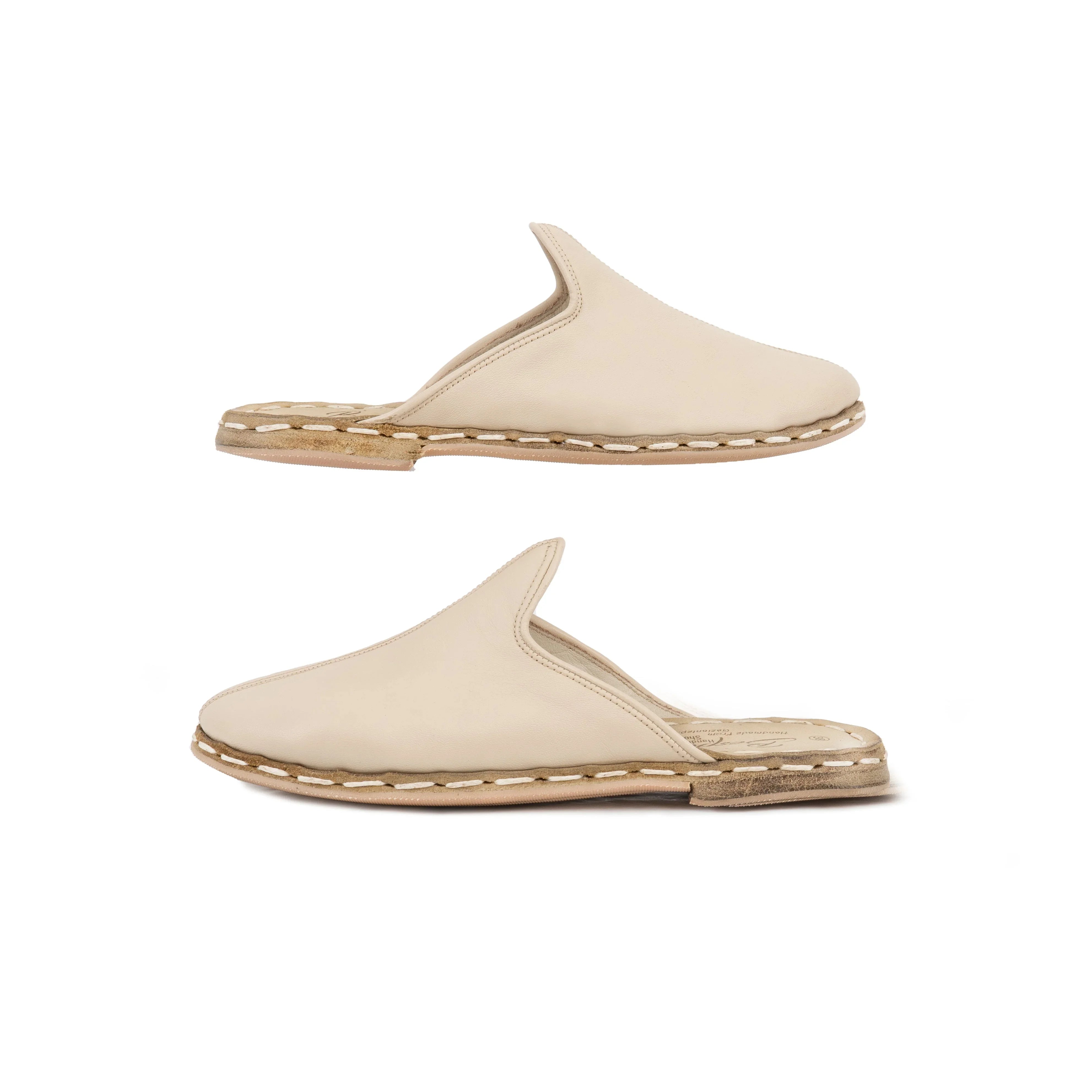Side view Cream Slippers - Calf Leather Zero Drop | Bespoky