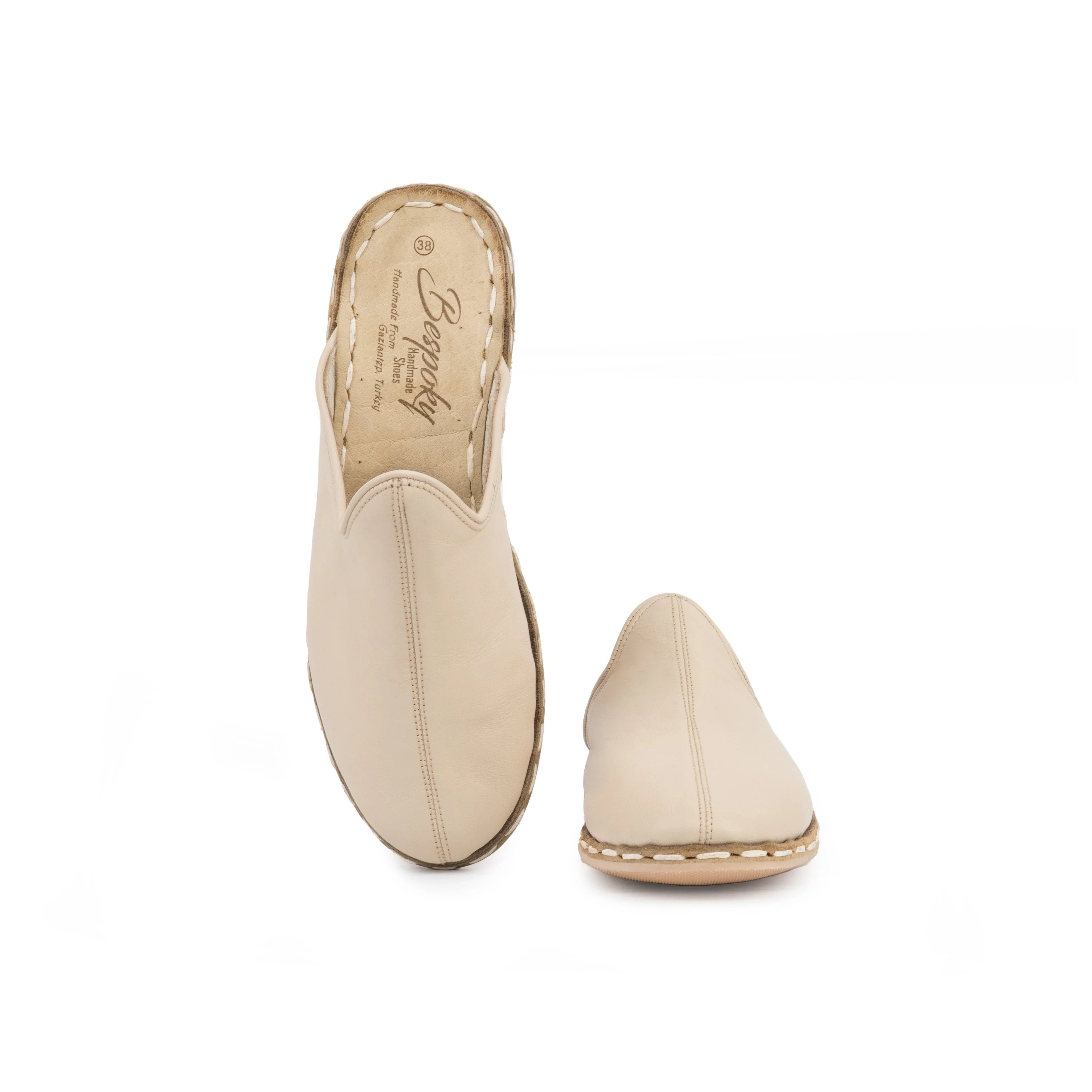 Top view Cream Slippers - Handcrafted Calf Leather | Bespoky