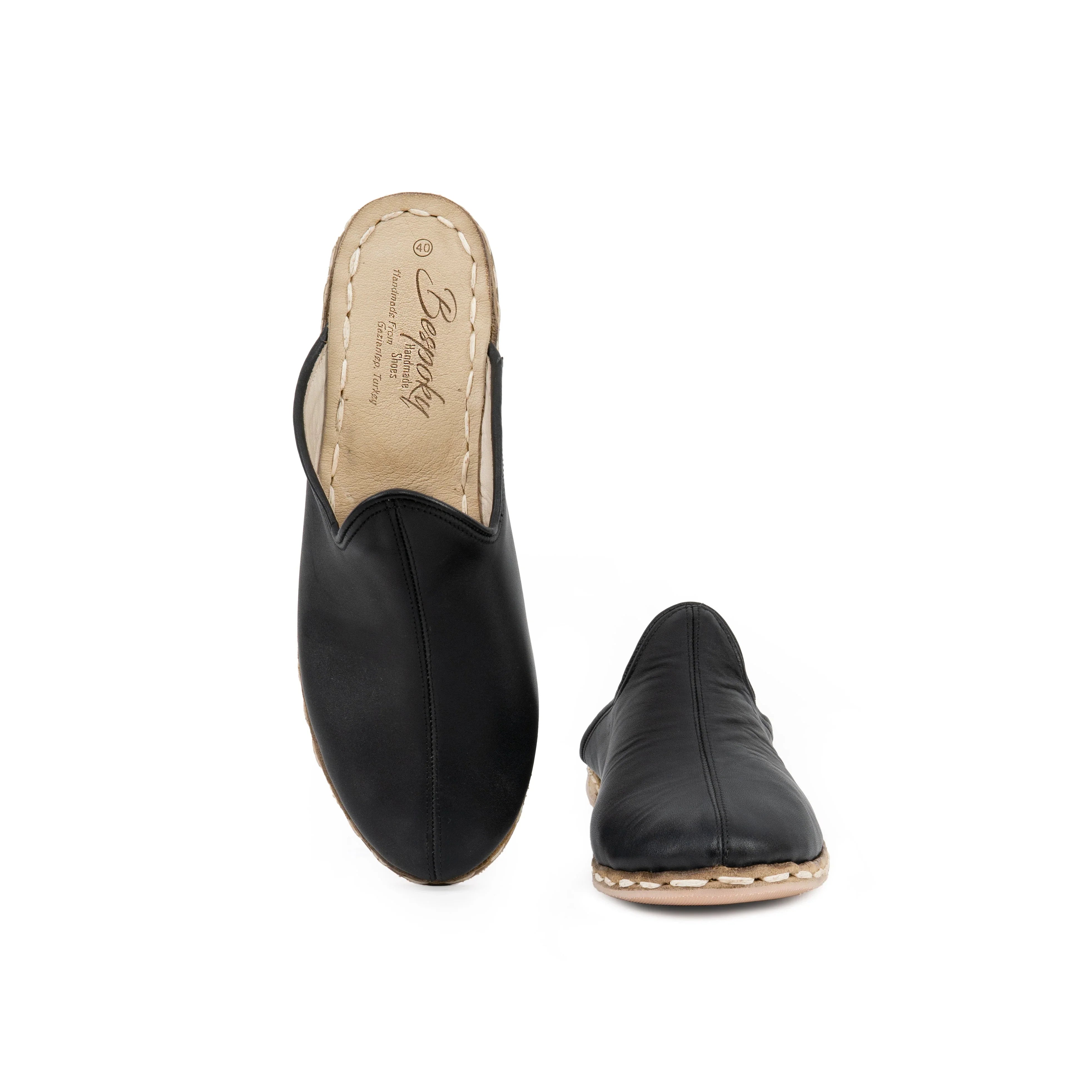 Top view Black Slippers - Handcrafted Calf Leather | Bespoky