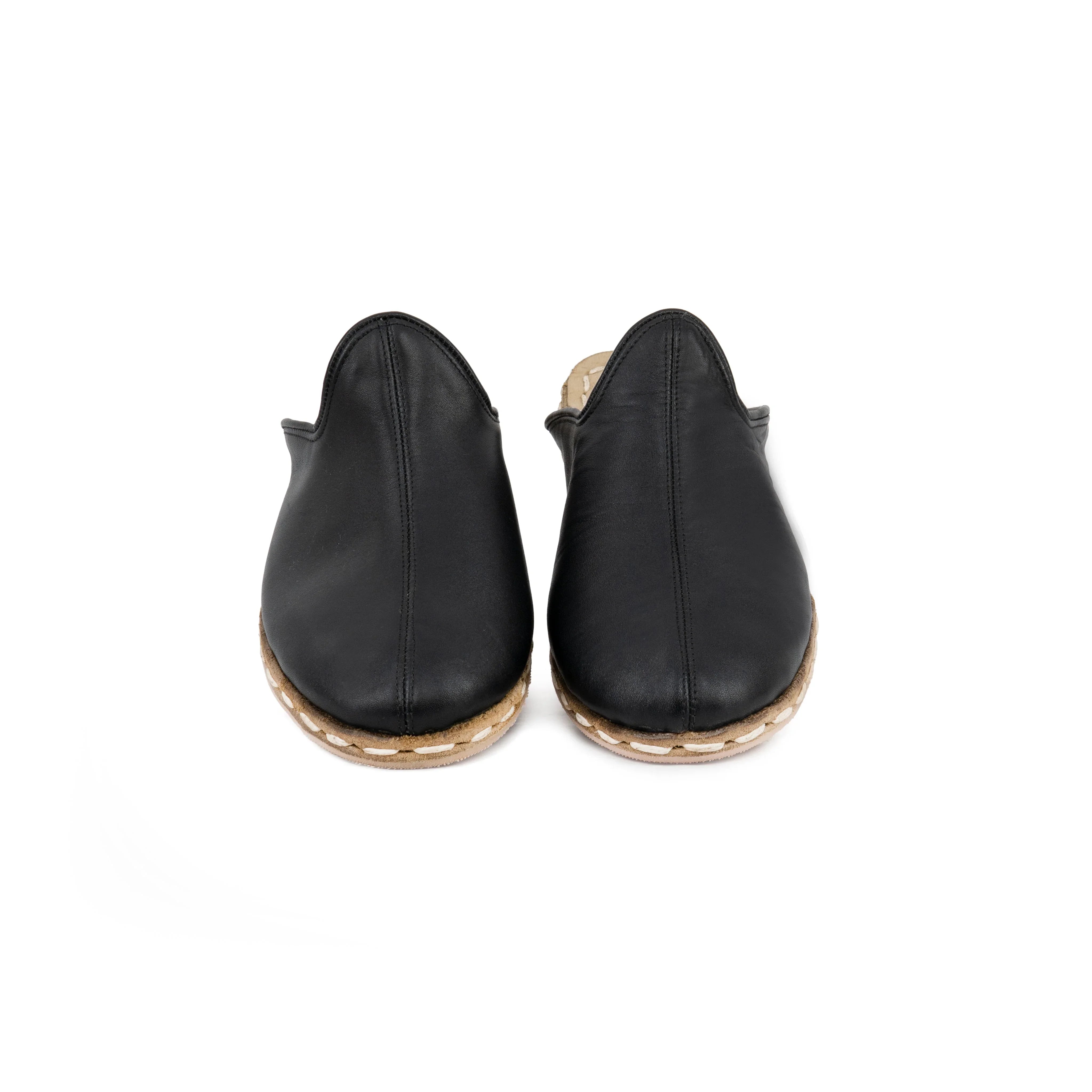 Detail Black Slippers - Handcrafted Calf Leather Turkey | Bespoky