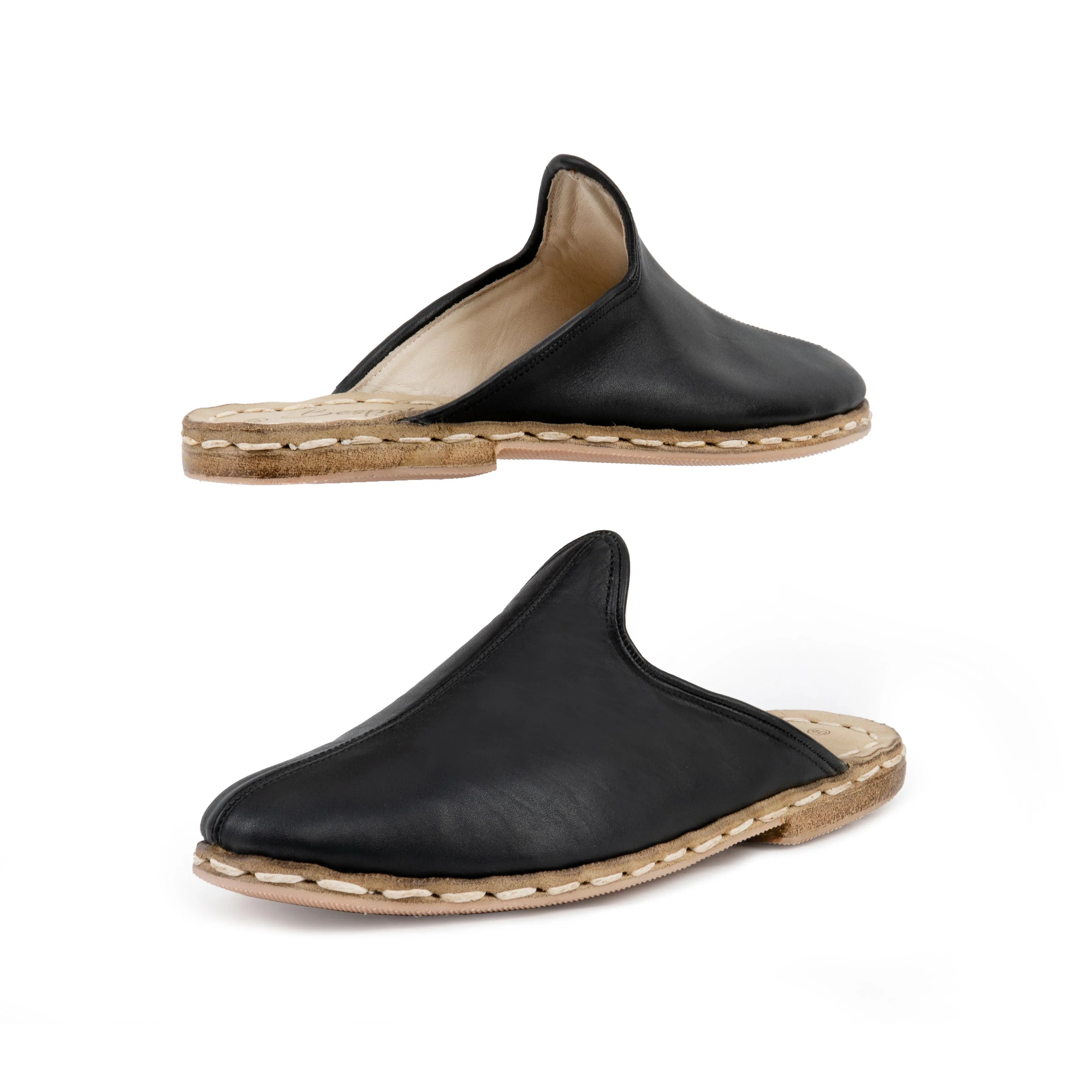 Men's Black Slippers - Handcrafted Calf Leather Wide Toe Box | Bespoky