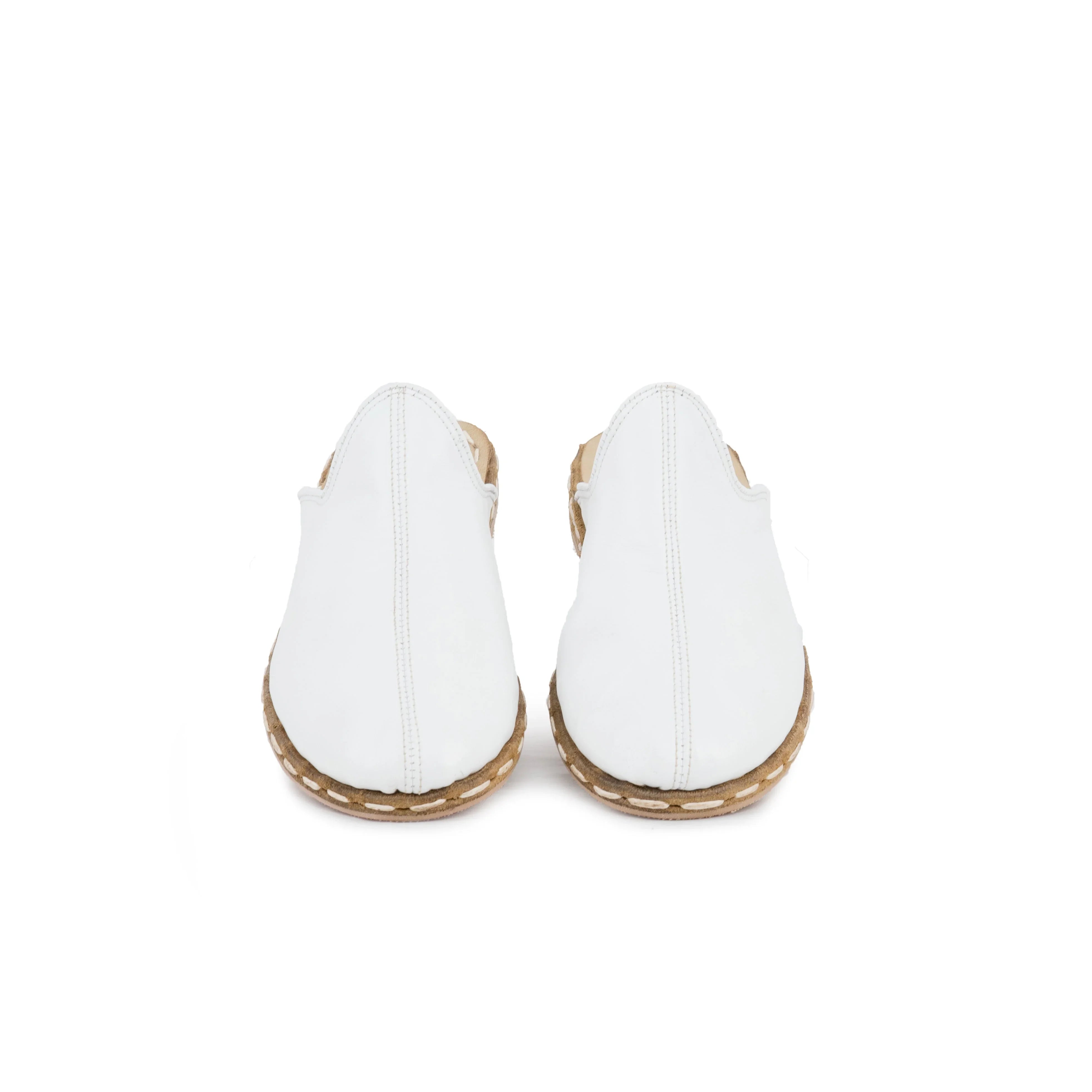 Detail White Slippers - Handcrafted Calf Leather Turkey | Bespoky