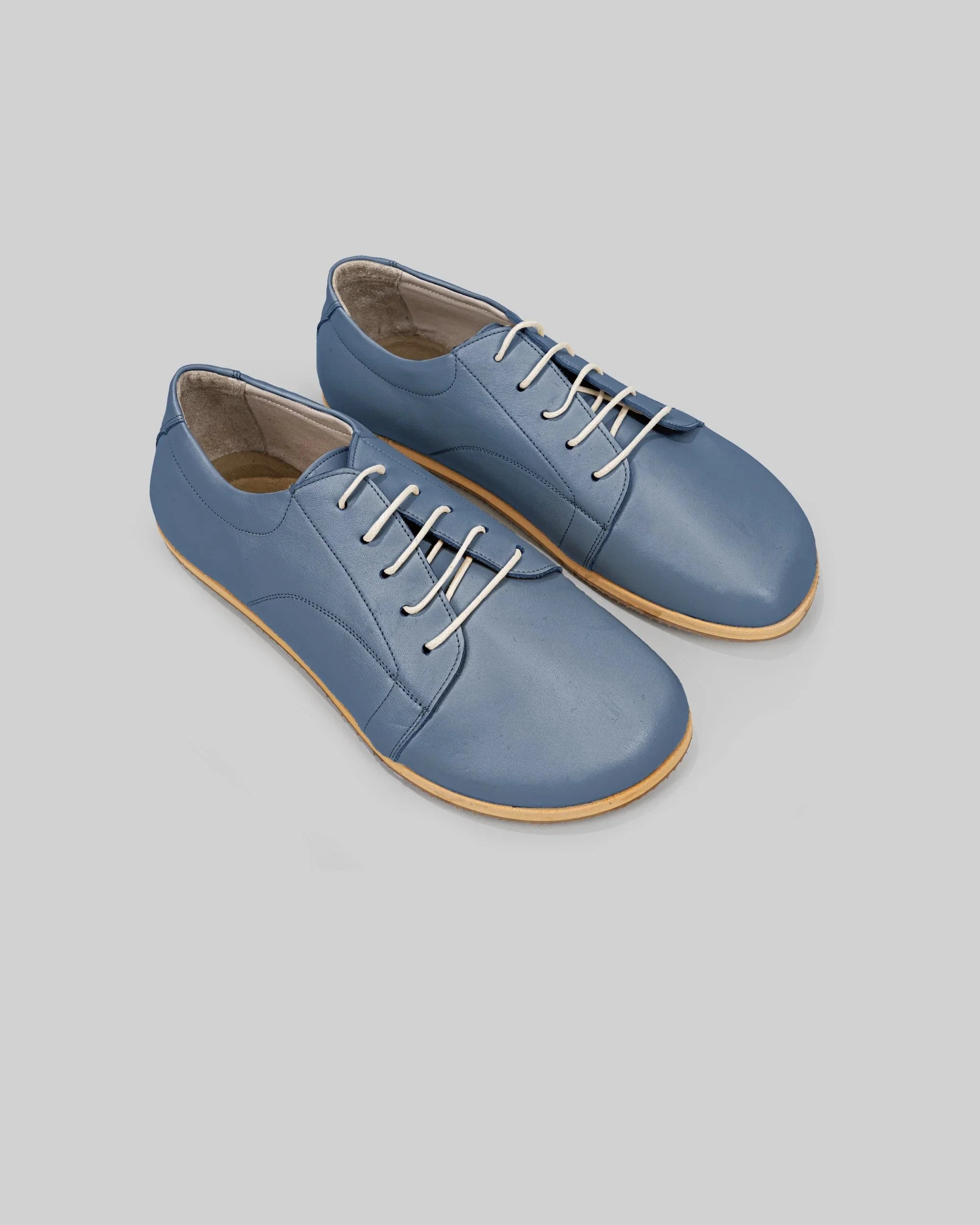 Men's Jean Blue Barefoot Sneaker - Handcrafted Calf Leather Wide Toe Box | Bespoky