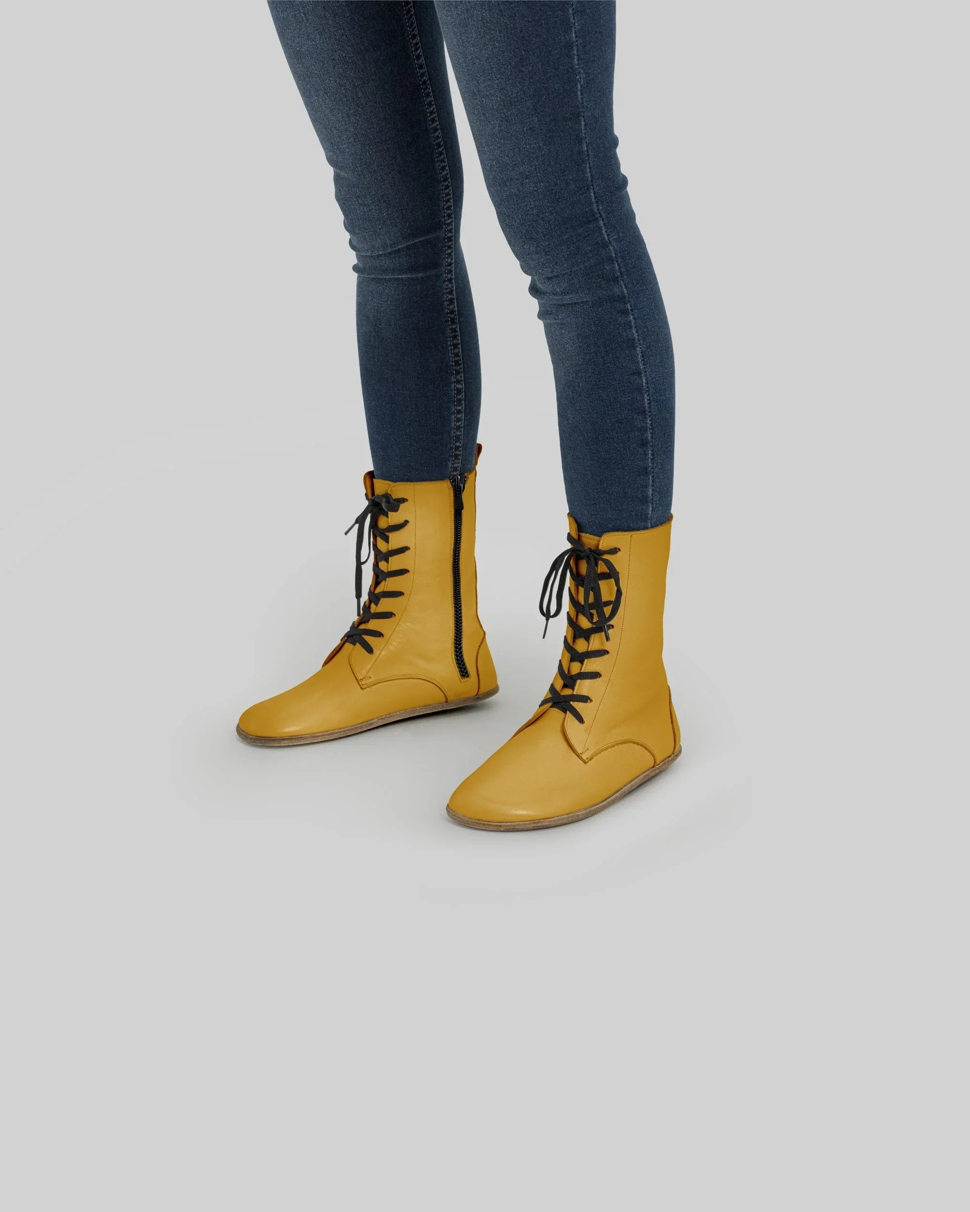 Men's Mustard Barefoot Boot - Handcrafted Calf Leather Wide Toe Box | Bespoky